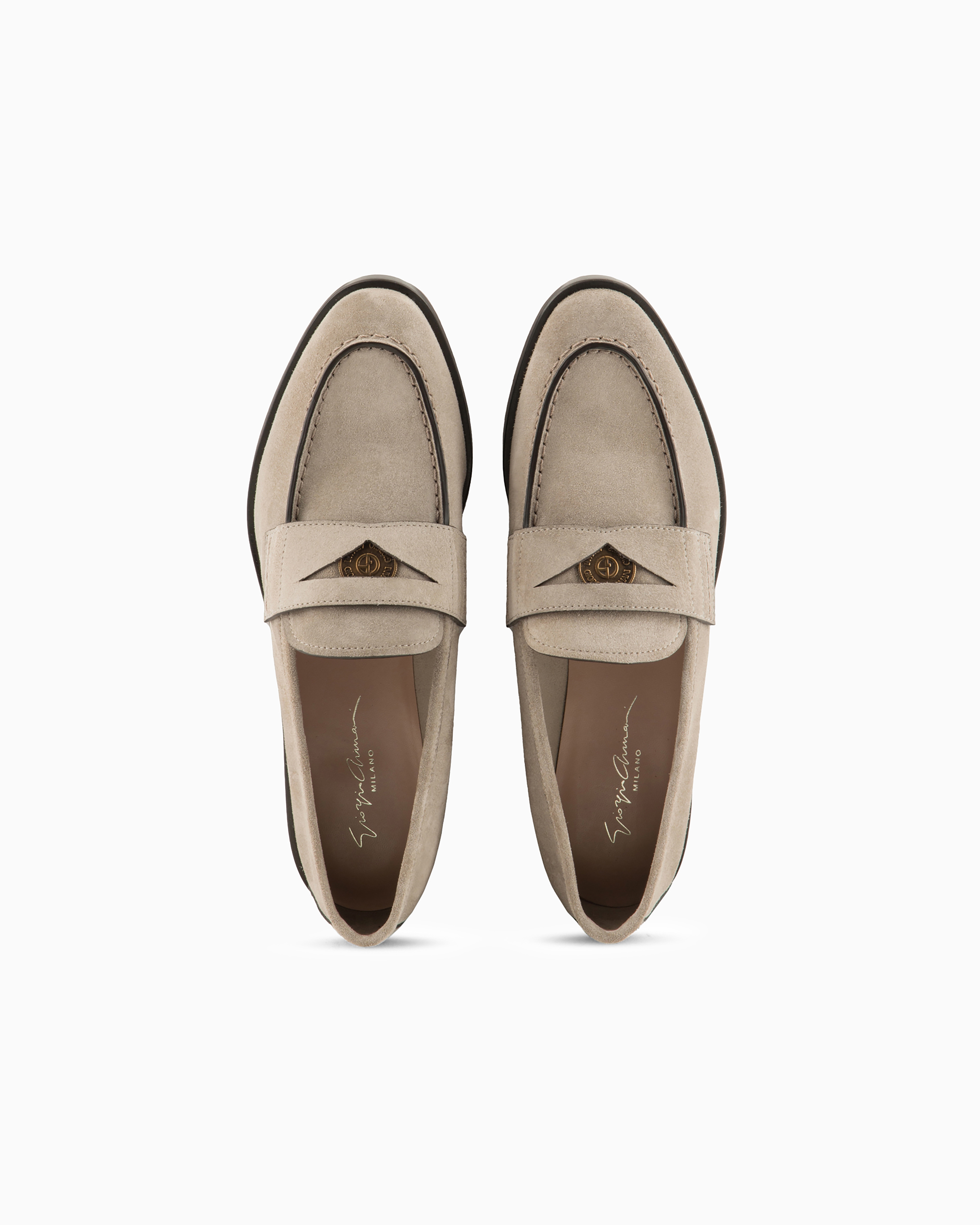Giorgio Armani Official Store Suede Loafers In Azure