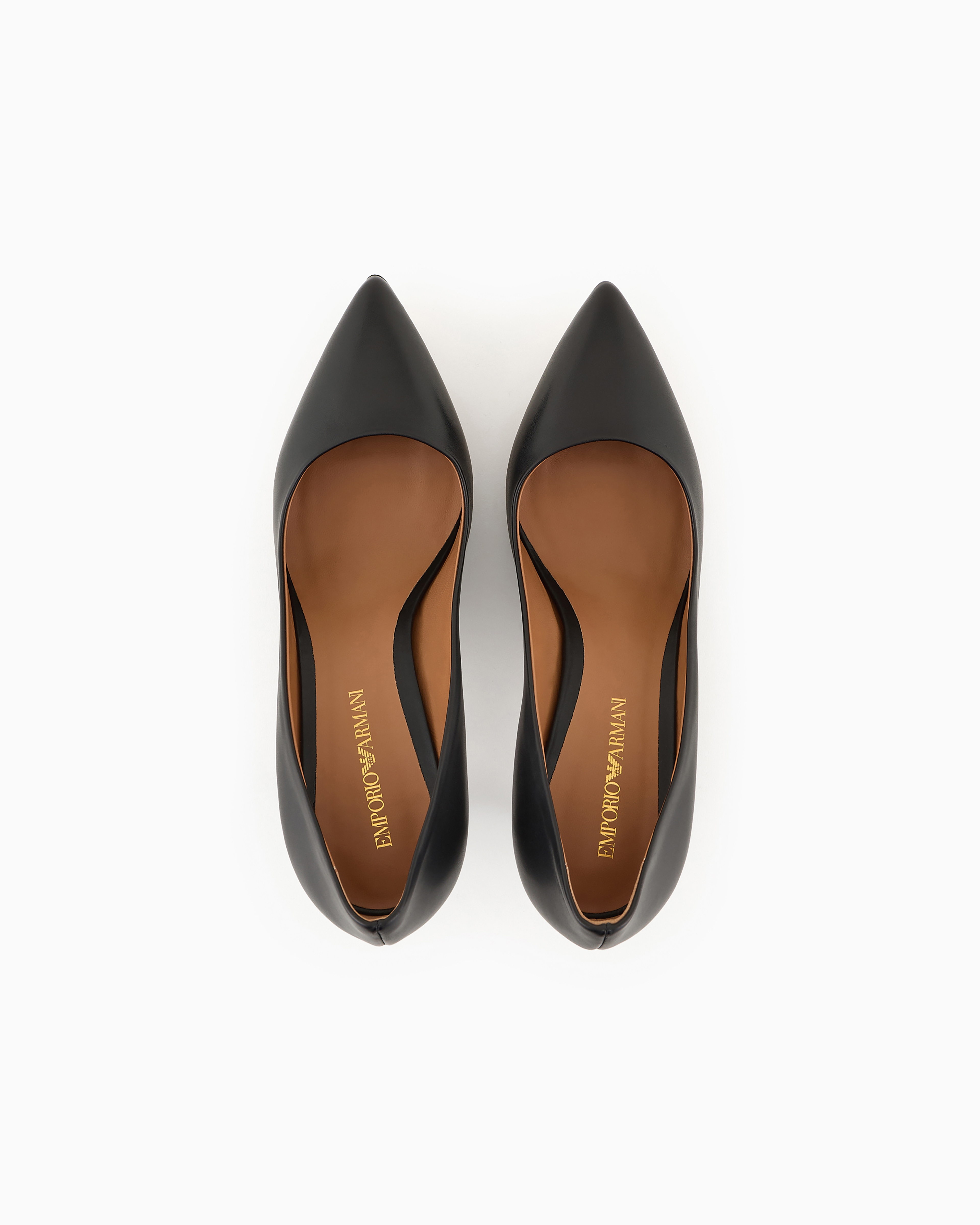 Emporio Armani Leather Court Shoes With Stiletto Heel In Black
