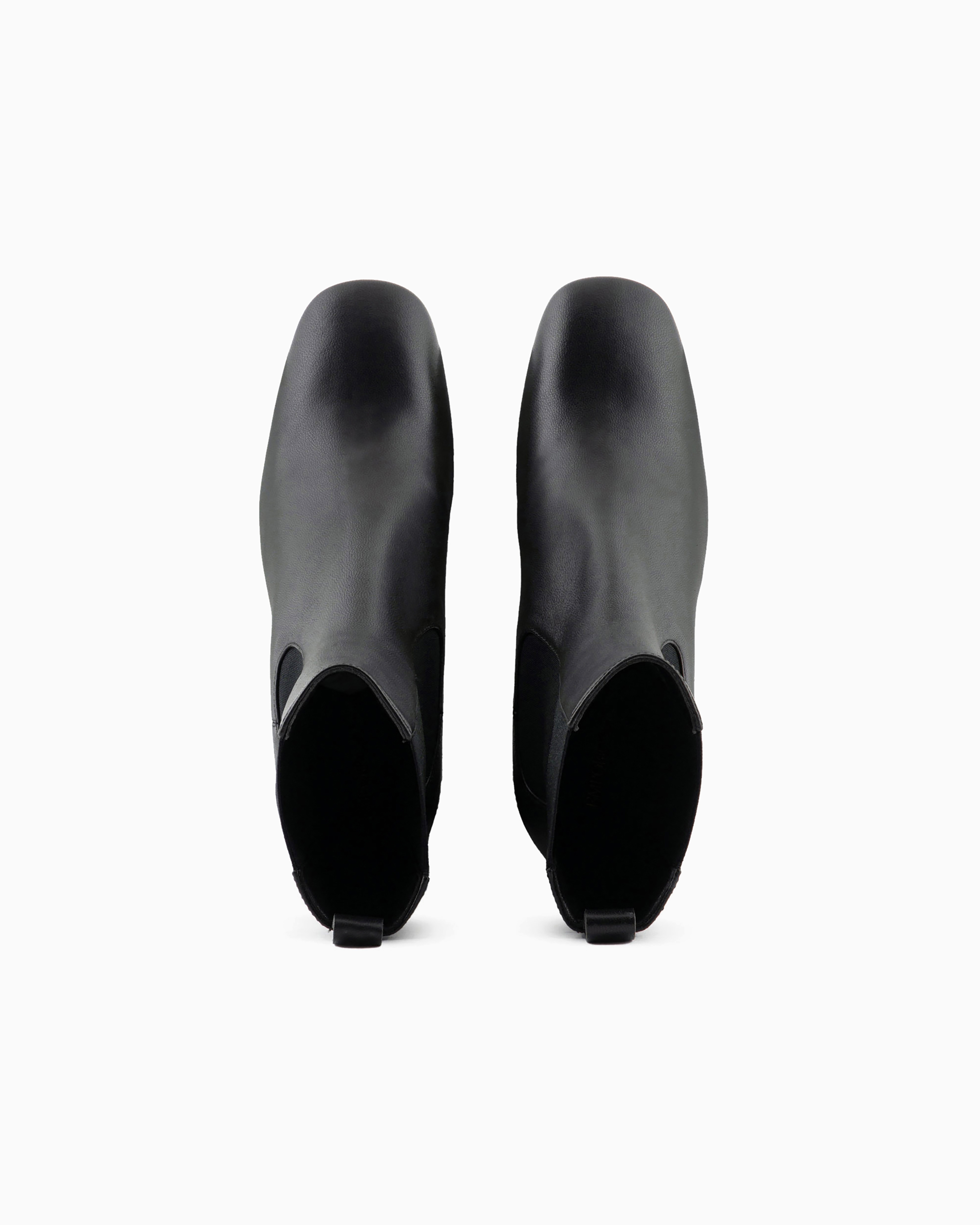 Emporio Armani Official Store Nappa Leather High-heeled Ankle Boots With Elastic Insert In Black