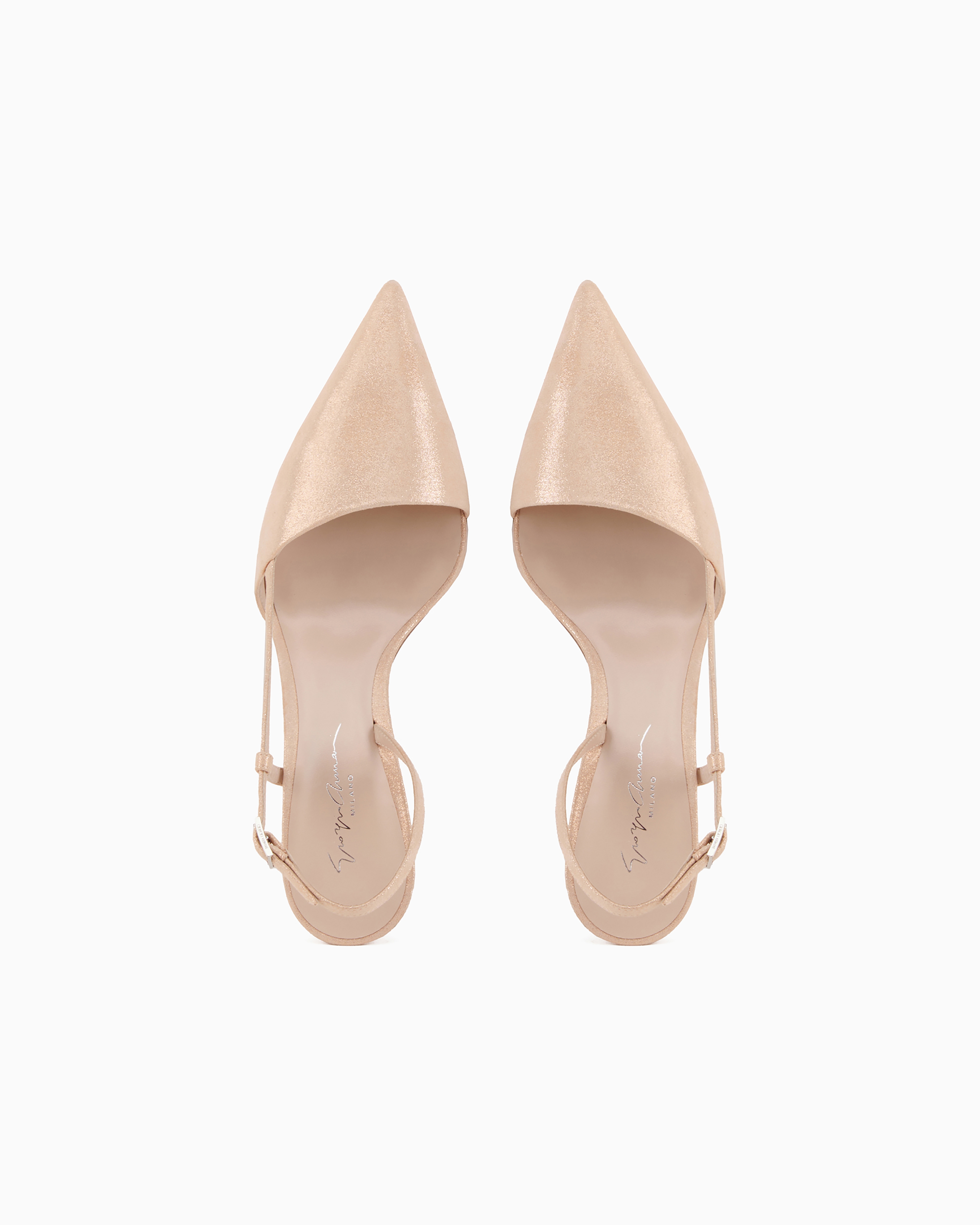 Giorgio Armani Official Store Laminated Suede Slingbacks In Powder Pink