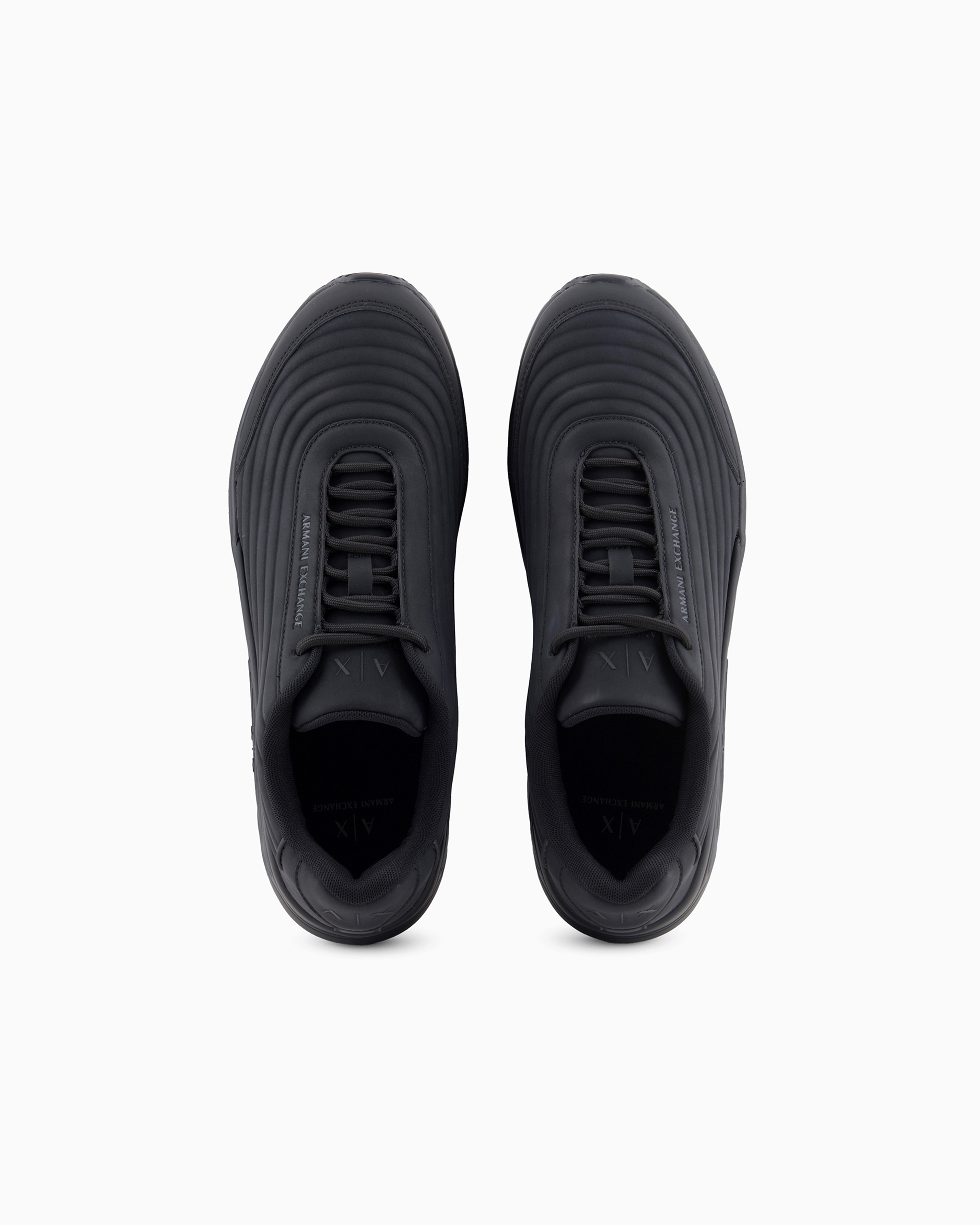 Sneakers eco-leather with optical effect grooves