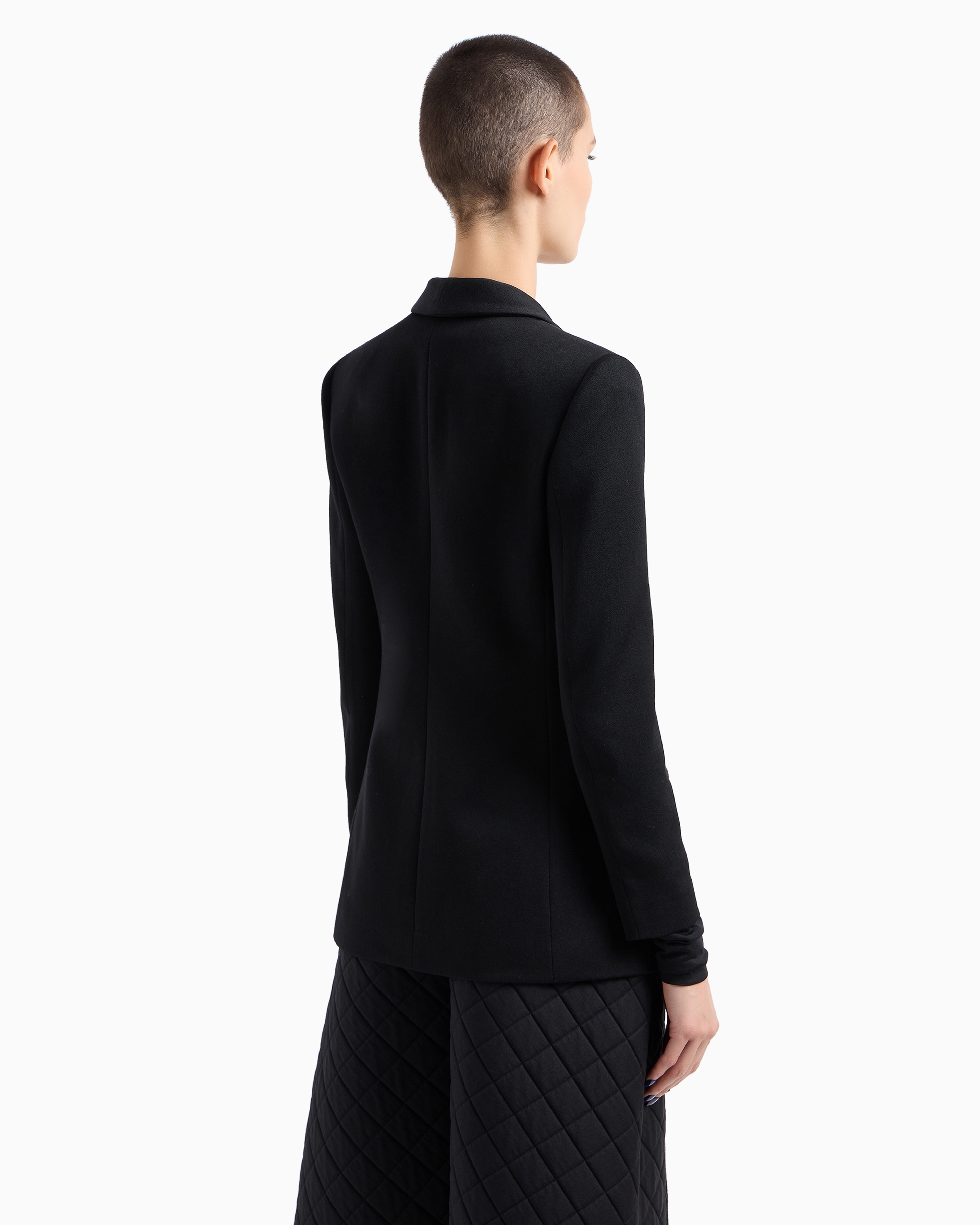 Shop Giorgio Armani Single-breasted, Virgin-wool Jacket In Black