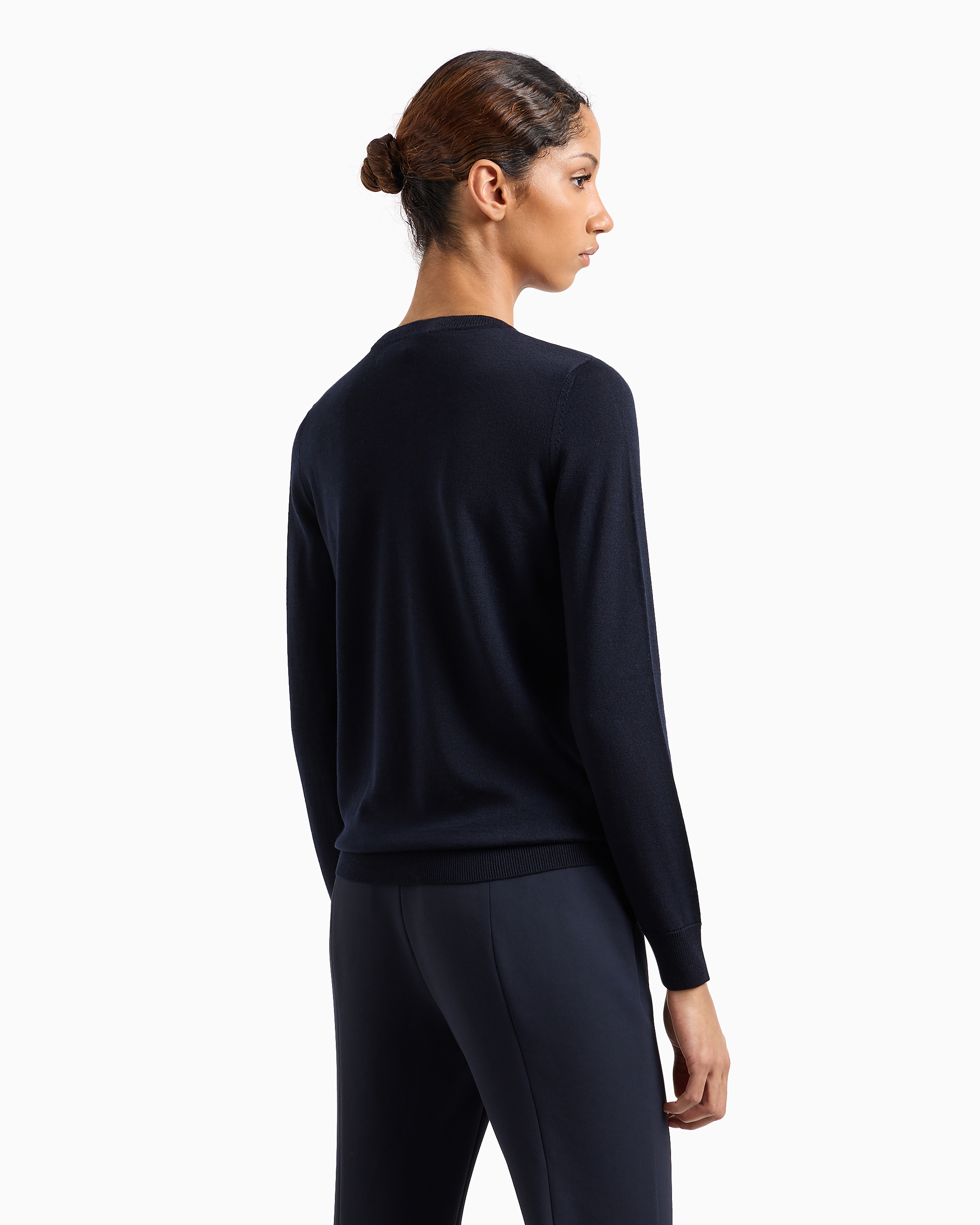Emporio Armani Crew-neck Jumper In Pure Virgin Wool In Blue