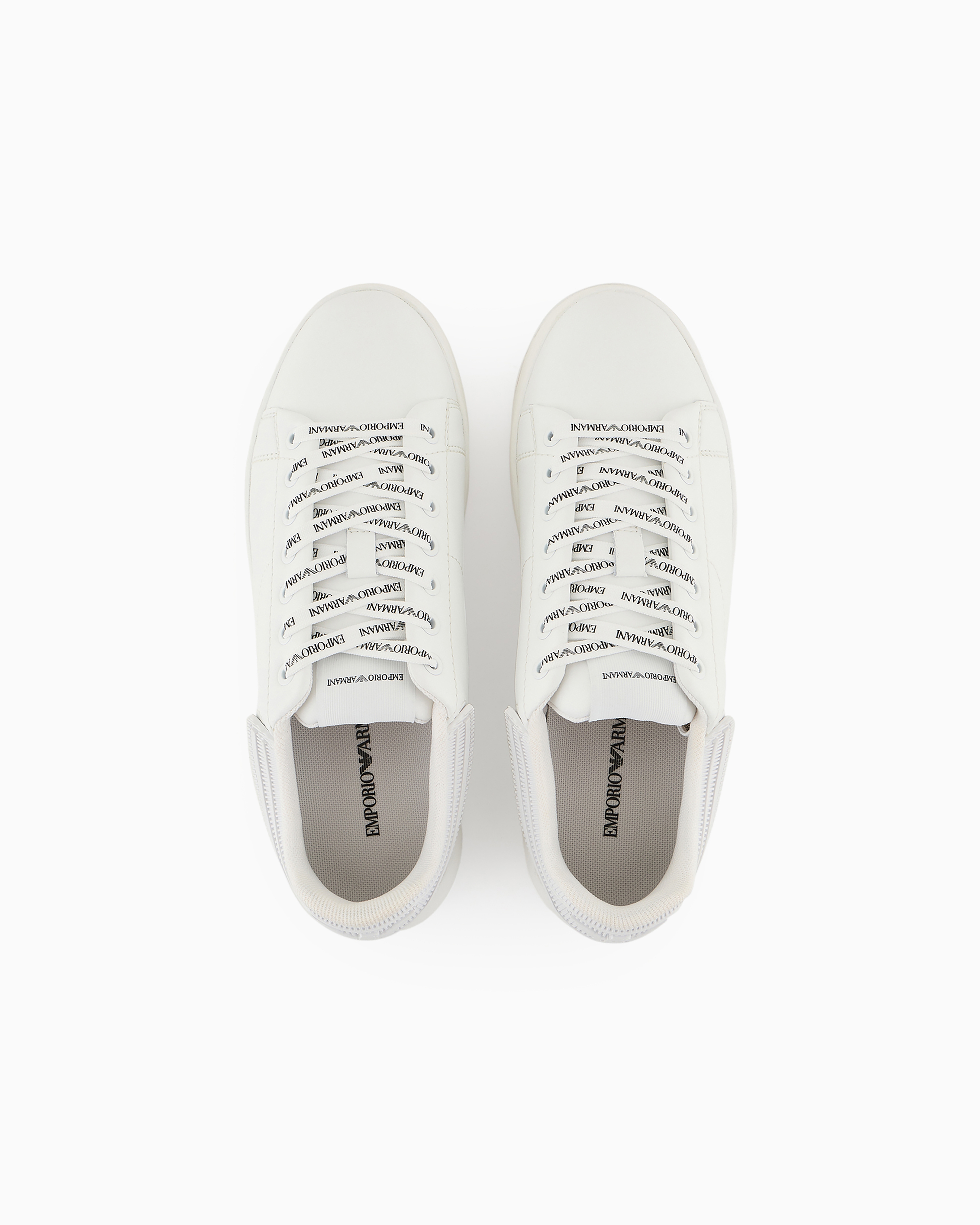 Emporio Armani Leather Sneakers With Rubber Backs In White