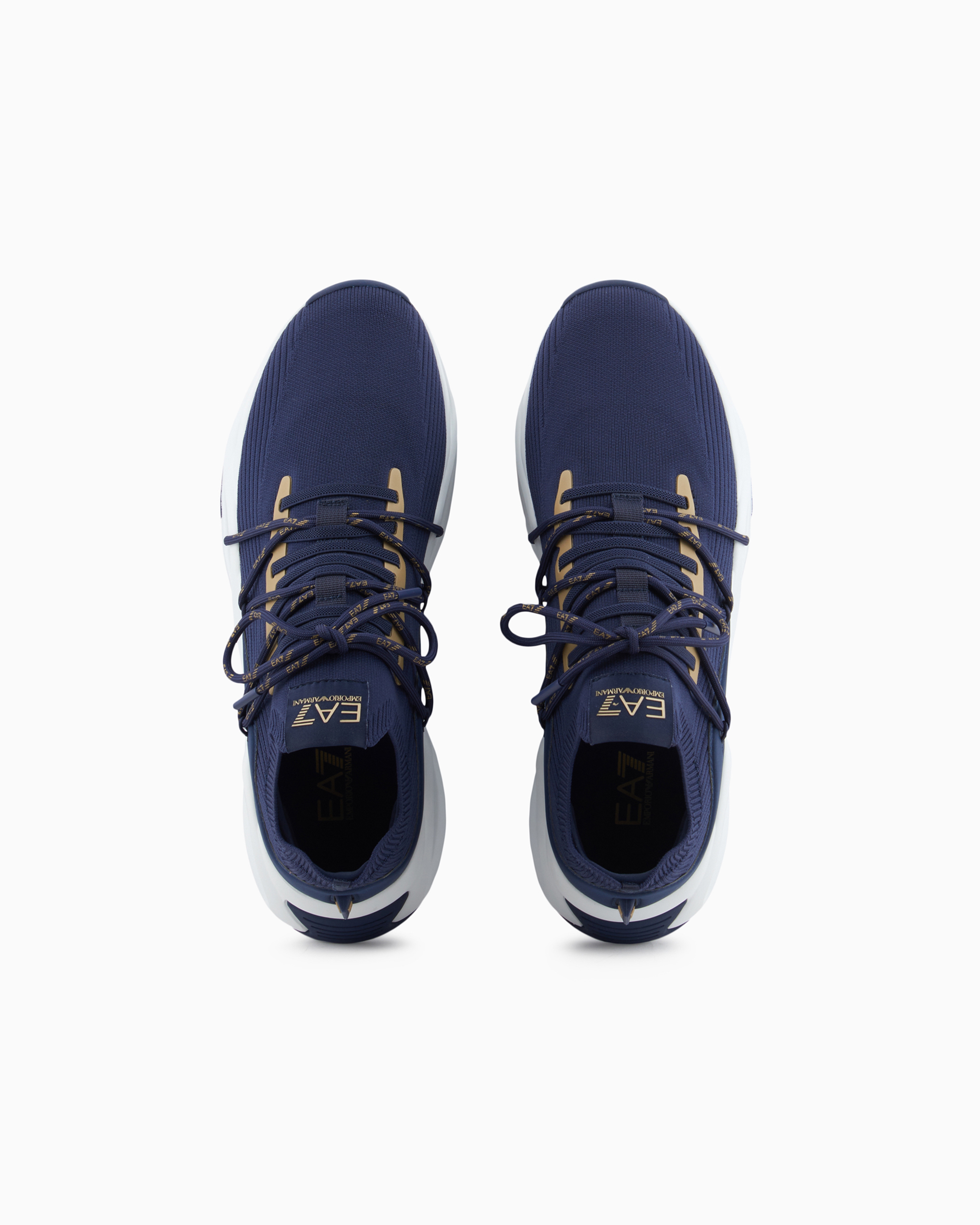 Shop Ea7 Infinity Knit Sneakers In Navy Blue