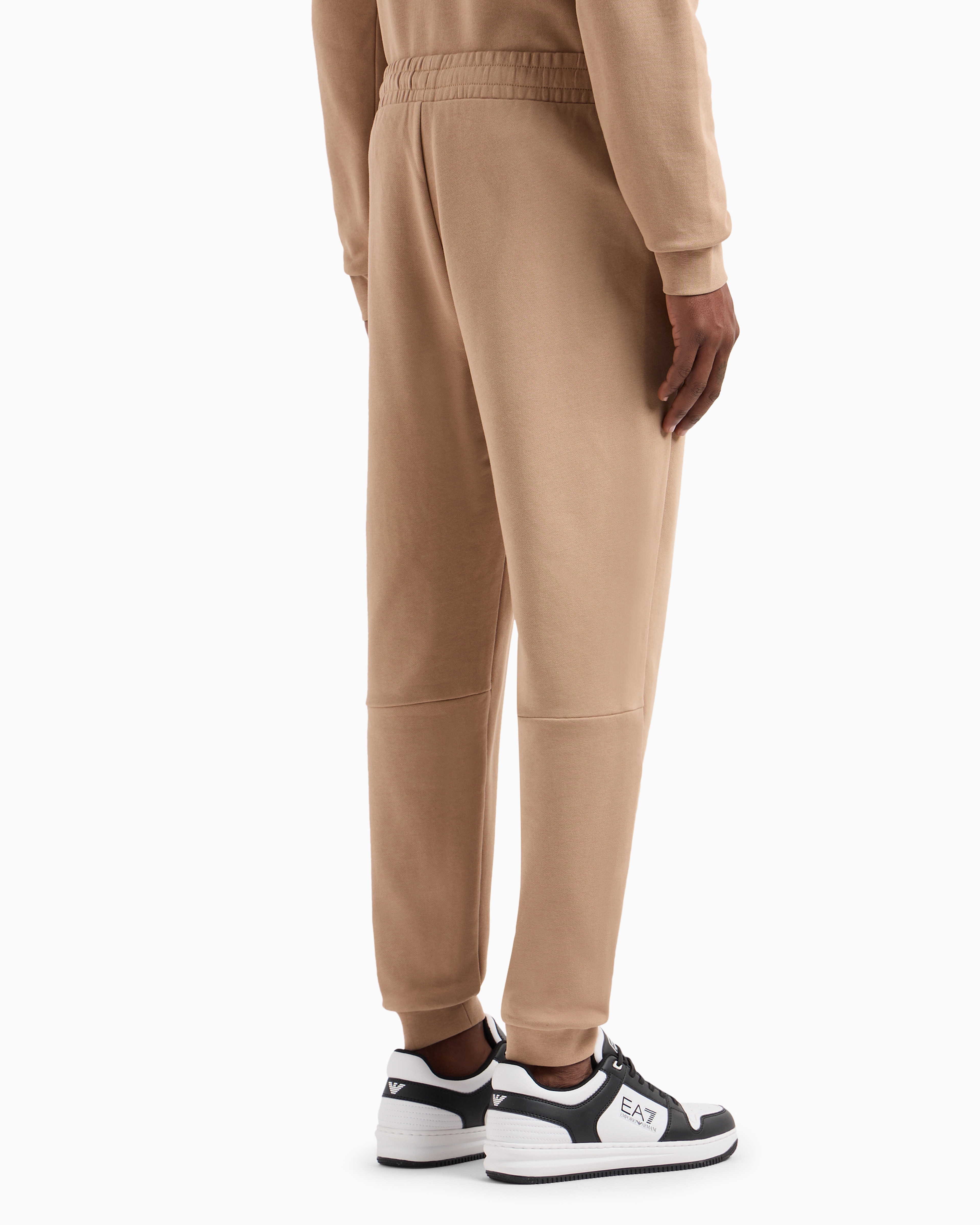 Shop Ea7 Logo Series Cotton Joggers In Beige