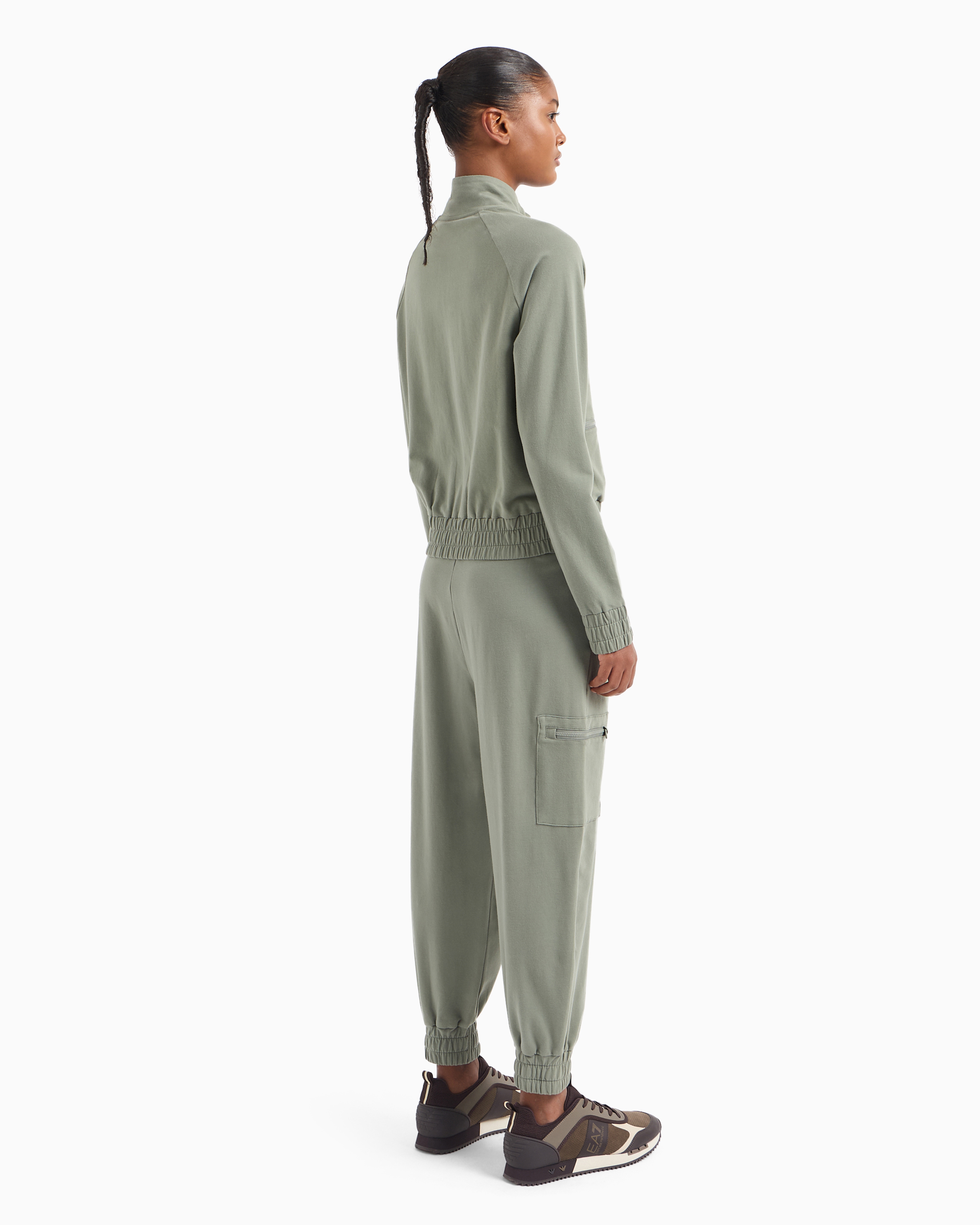 Shop Ea7 Stretch-cotton Tracksuit In Light Green