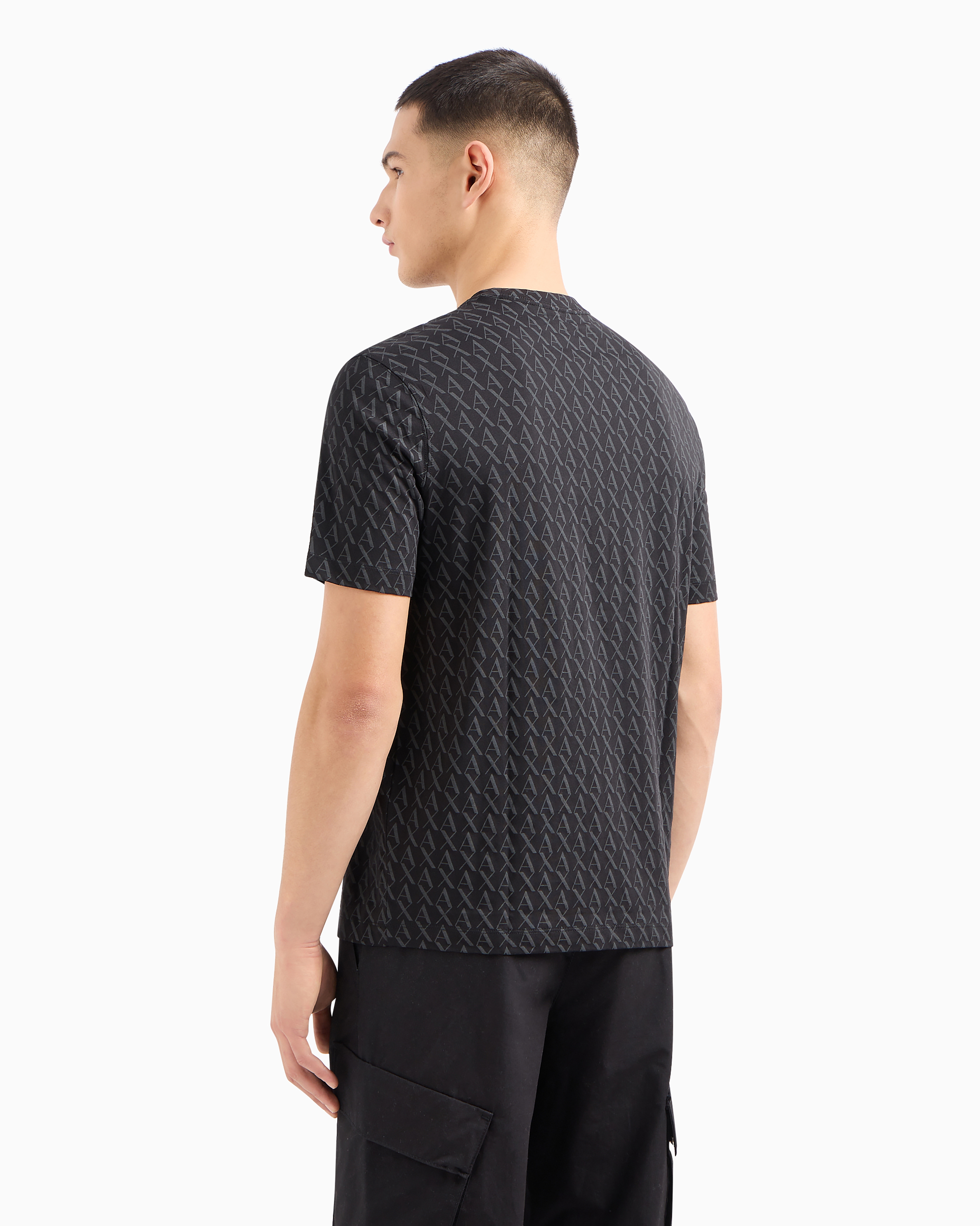Armani Exchange Long Sleeve T-shirt With Logo Prints In Black