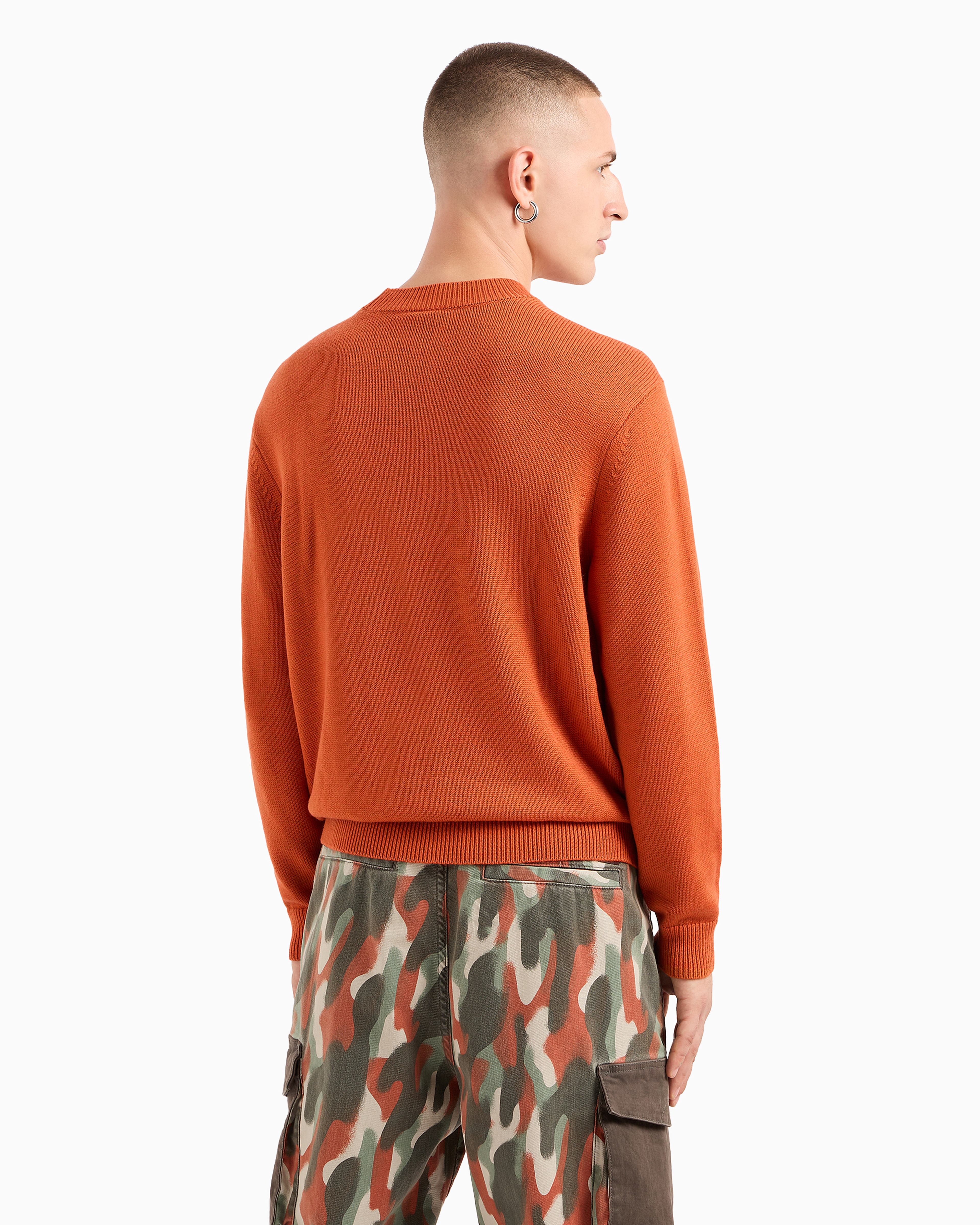 Shop Armani Exchange Asv Yarn Crewneck Sweater In Orange