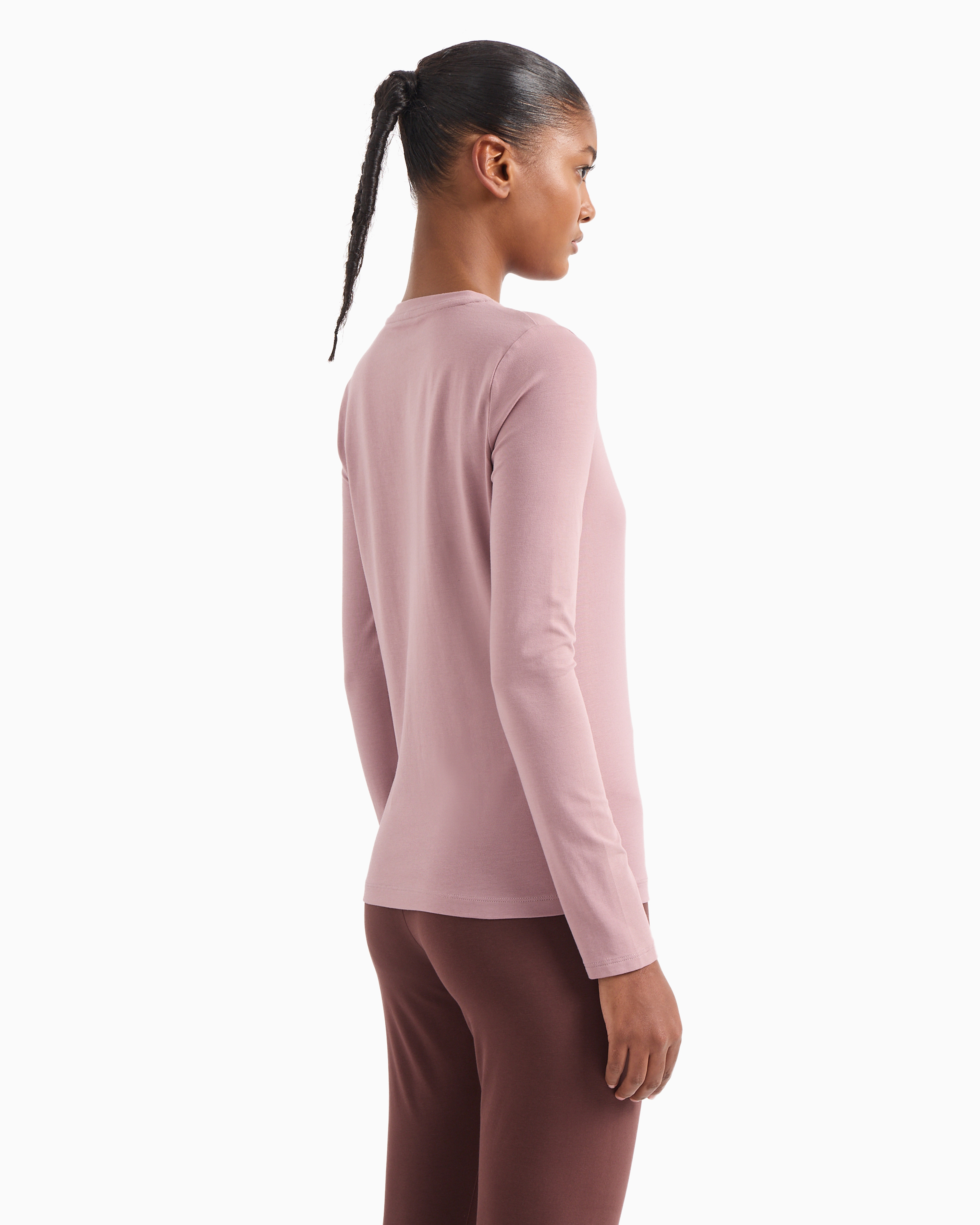 Shop Ea7 Core Lady Stretch-cotton Long-sleeved T-shirt In Pink