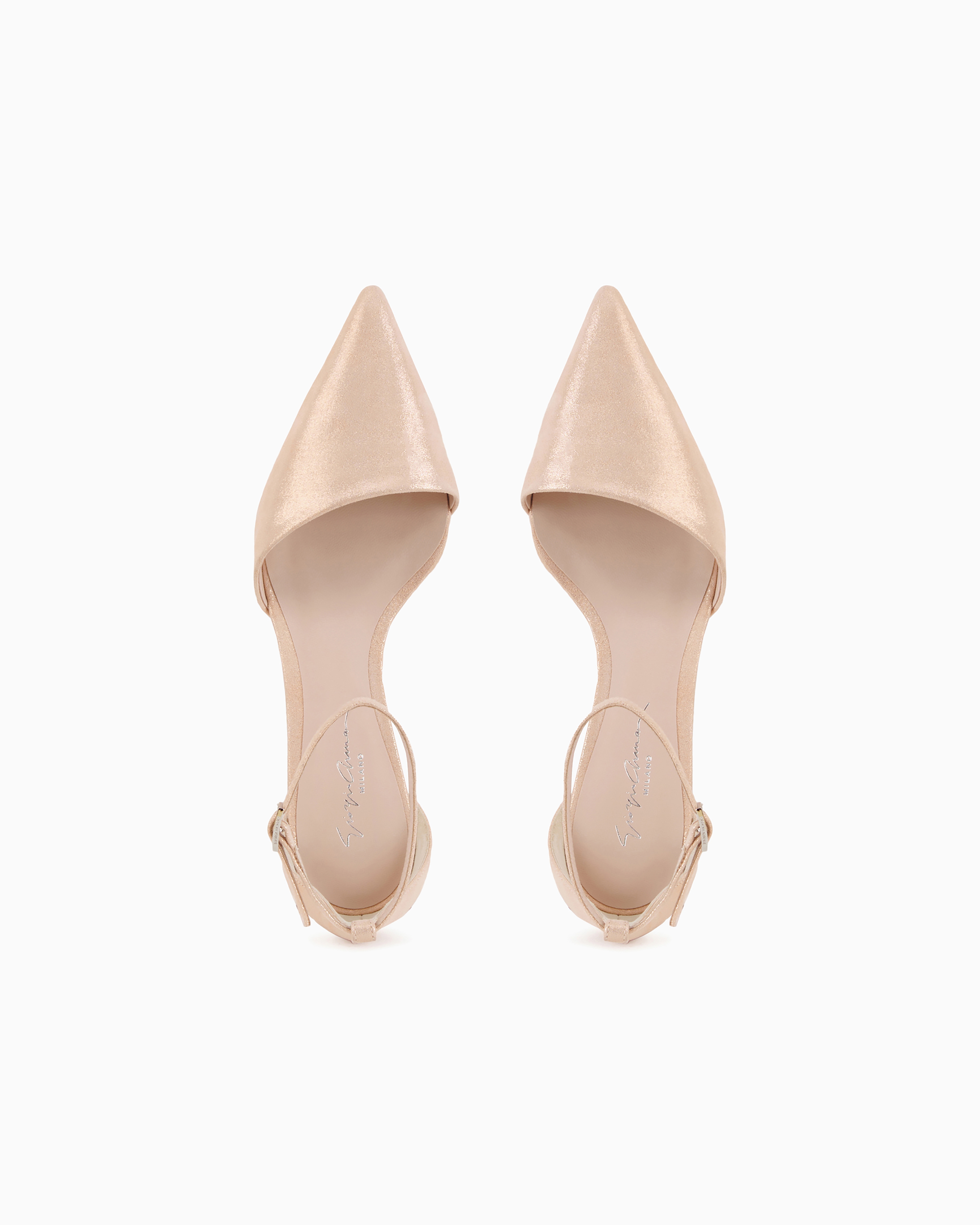 Shop Giorgio Armani Laminated Suede D'orsay Court Shoes In Powder Pink