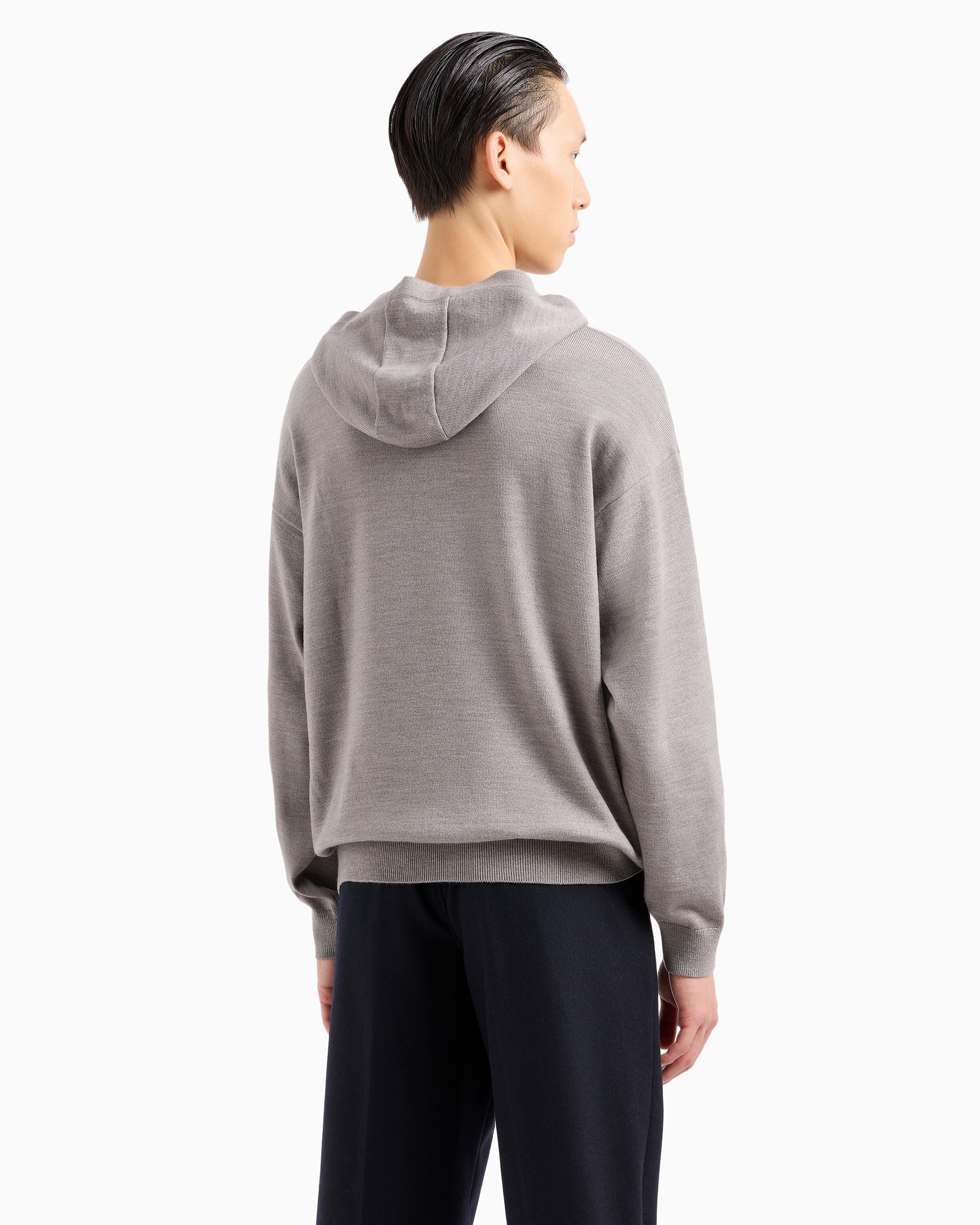 Shop Armani Exchange Asv Wool Blend Logo Hoodie In Beige