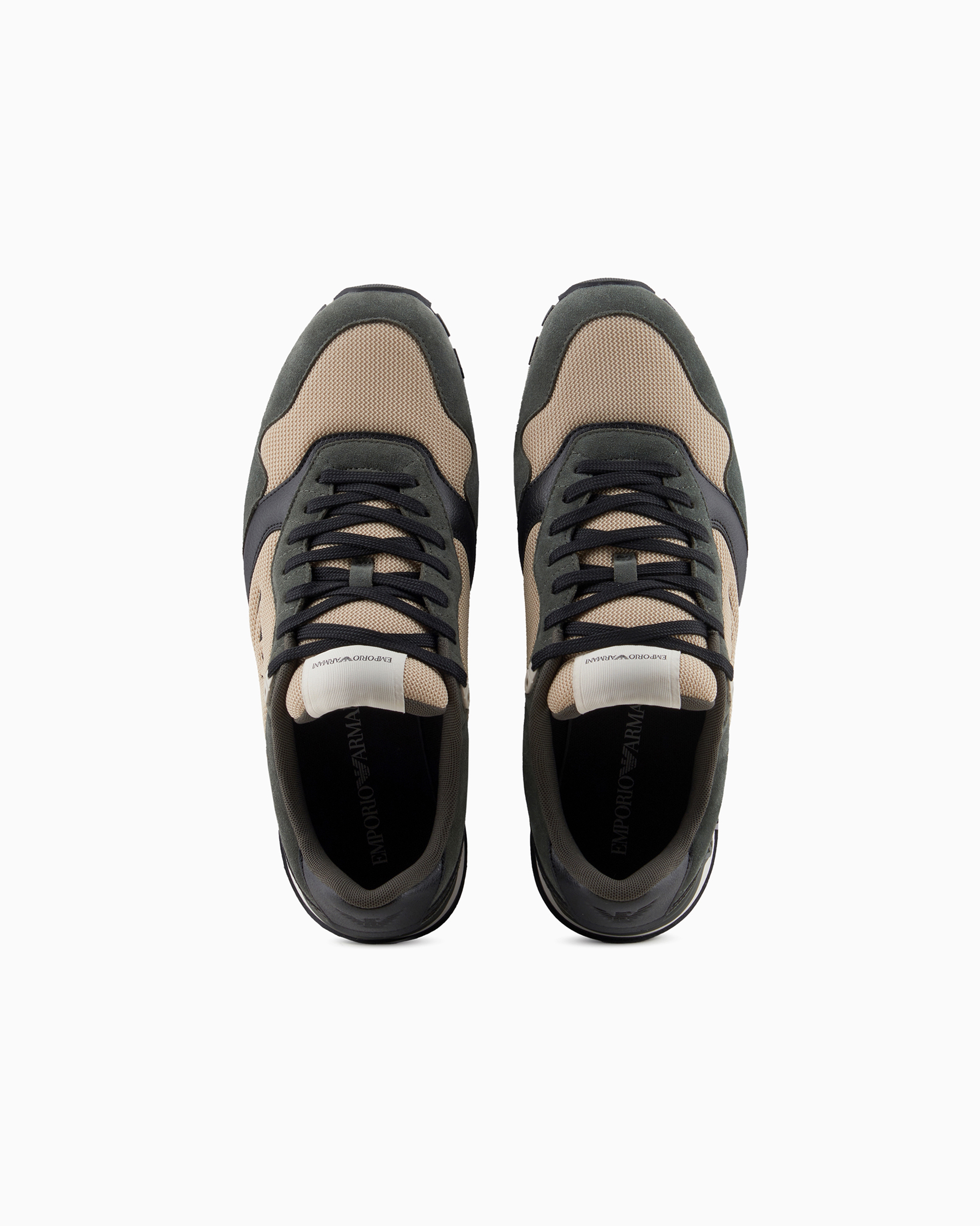 EMPORIO ARMANI MESH AND SUEDE SNEAKERS WITH SIDE EAGLE 