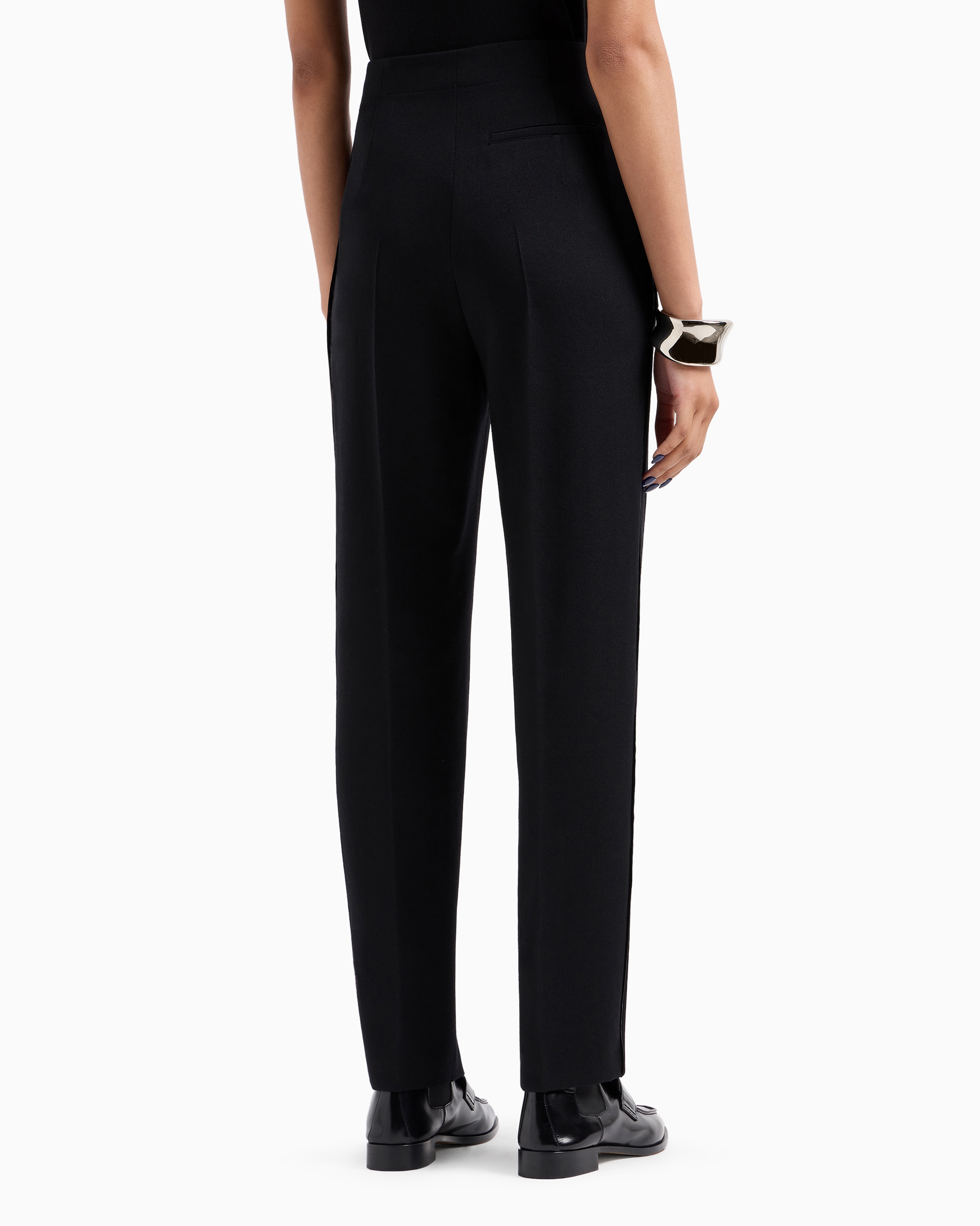 Giorgio Armani Official Store Virgin Wool Tuxedo Trousers In Black