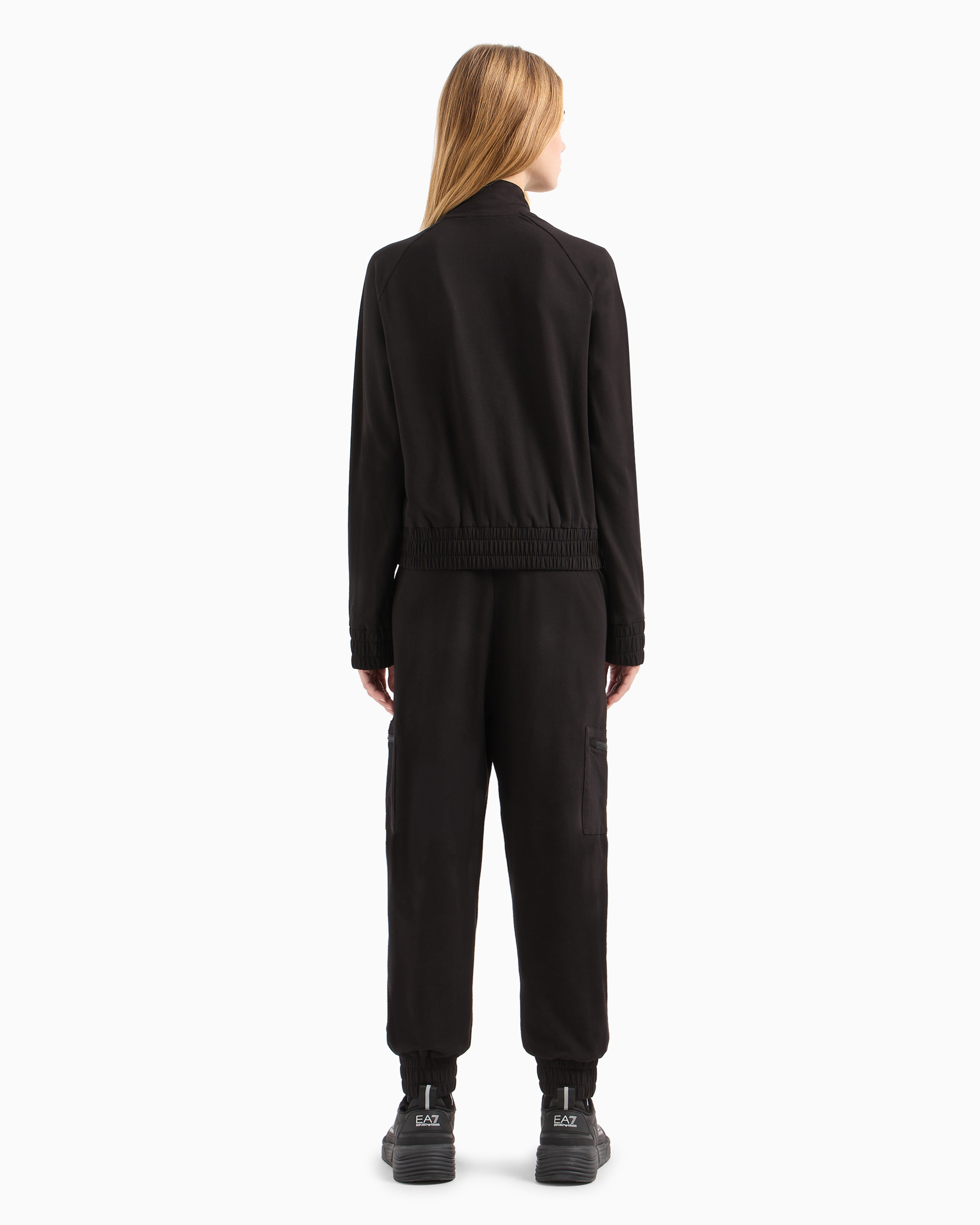 Shop Ea7 Stretch-cotton Tracksuit In Black