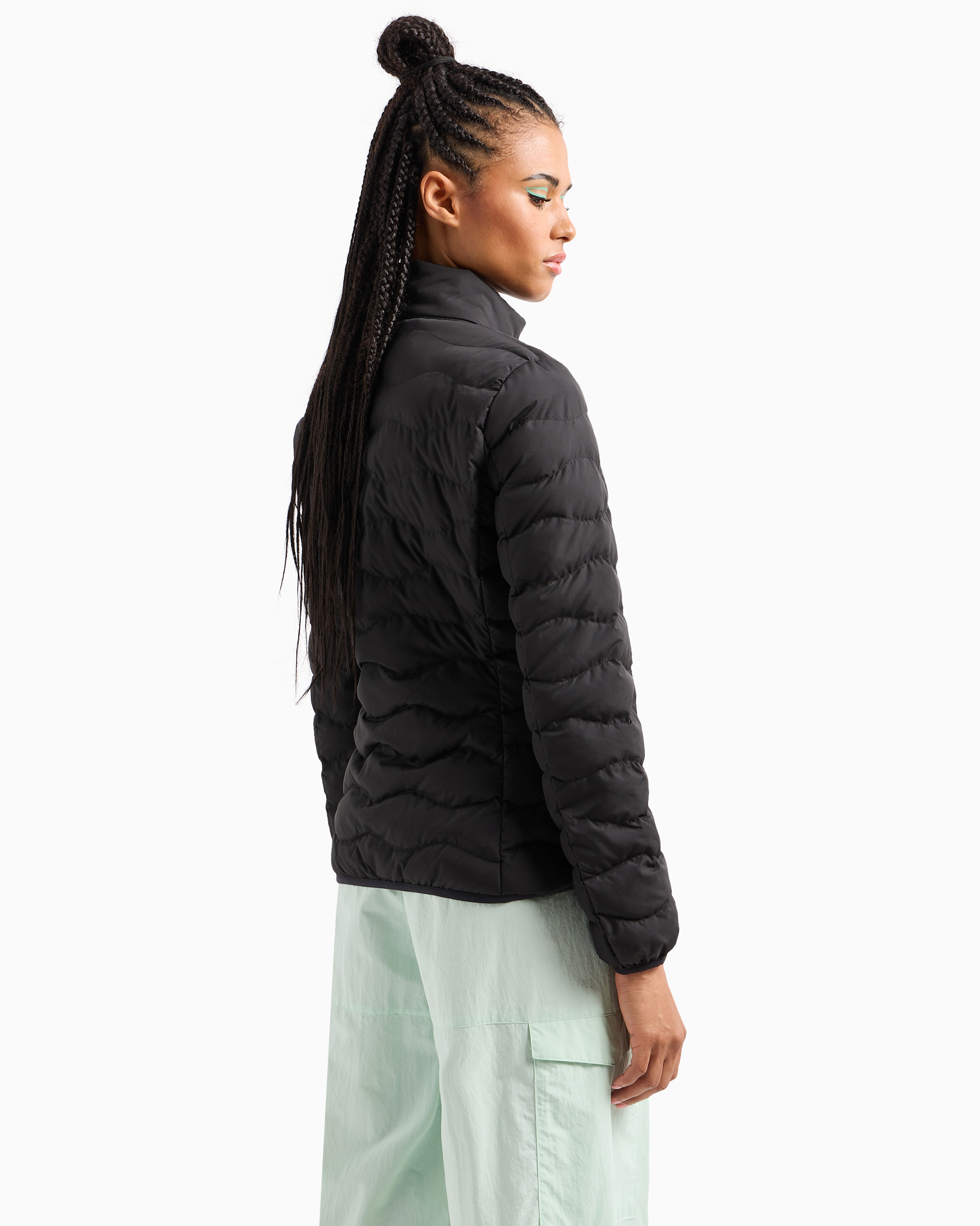 Emporio Armani Core Lady Packable Puffer Jacket With Zip In Black