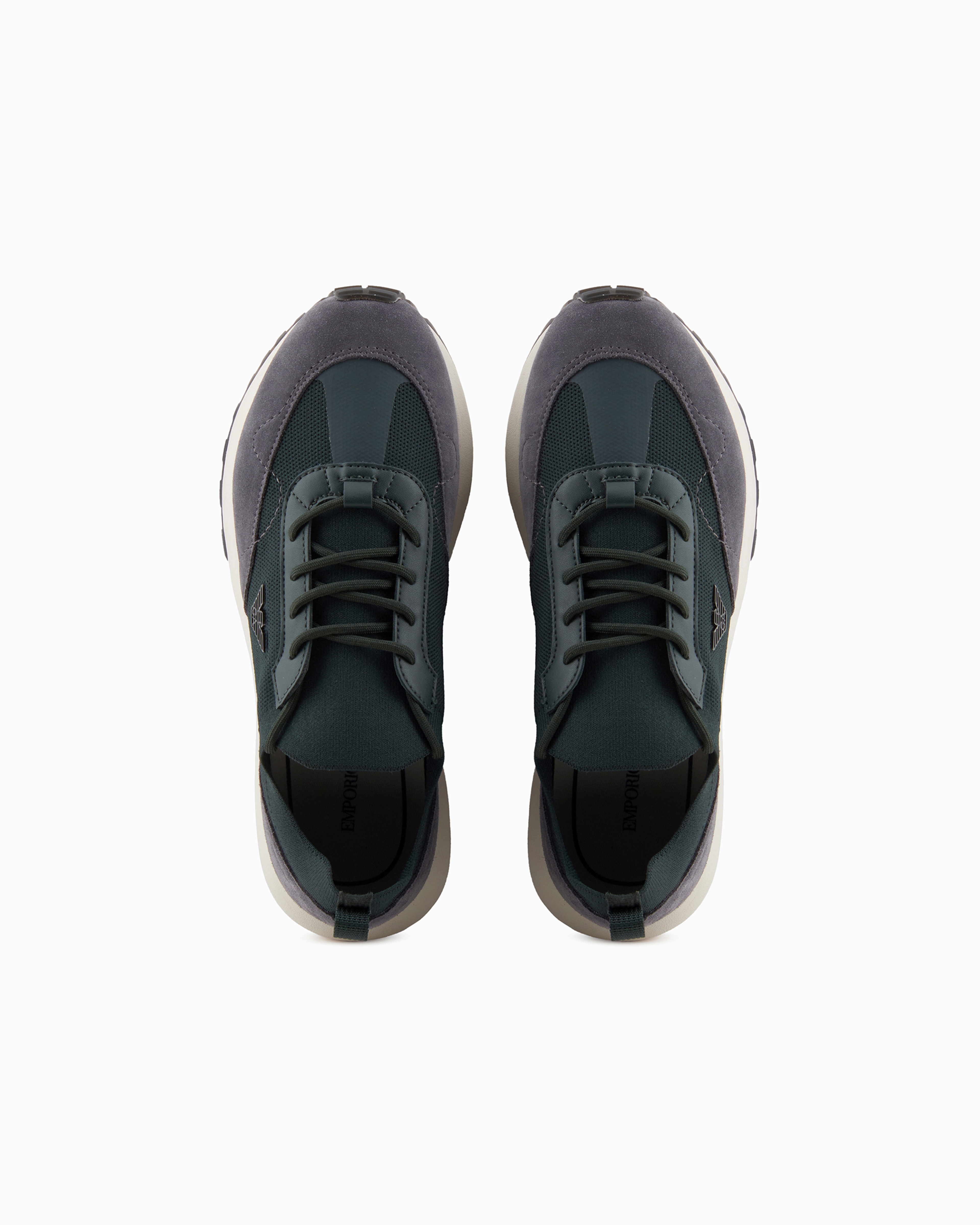 EMPORIO ARMANI KNIT SNEAKERS WITH SUEDE DETAILS 