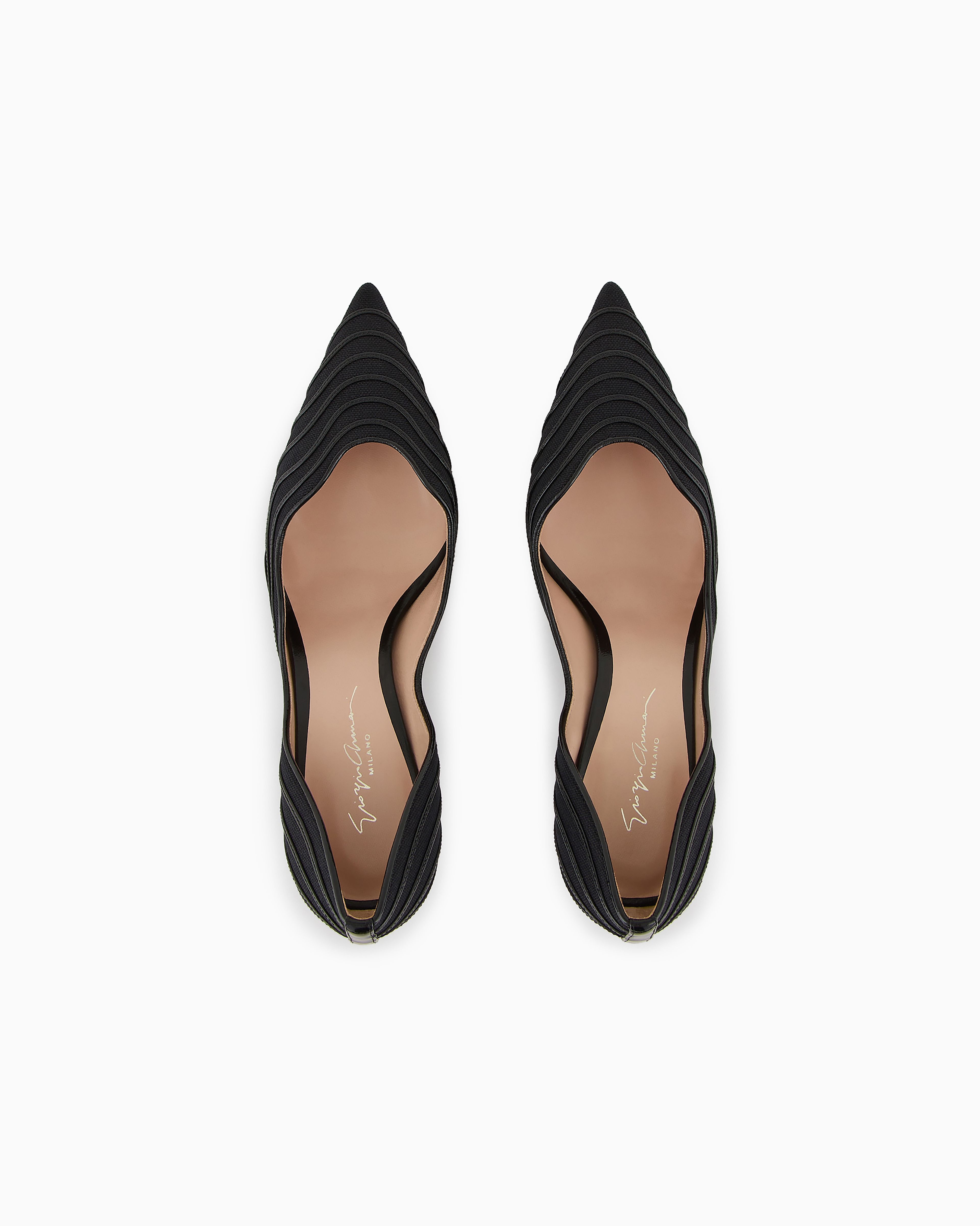 Shop Giorgio Armani Canvas And Leather Court Shoes In Black