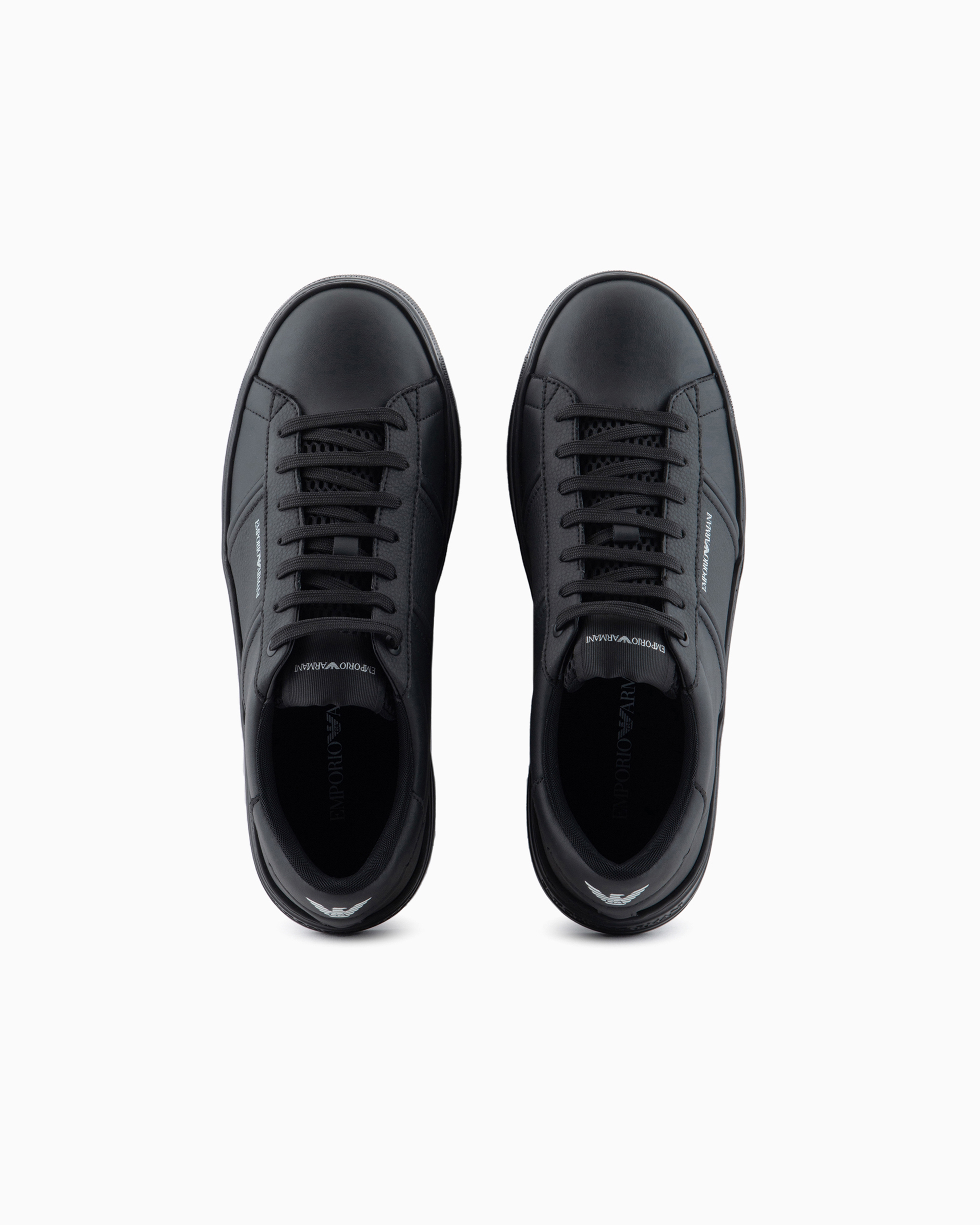 EMPORIO ARMANI LEATHER SNEAKERS WITH LOGO DETAIL 