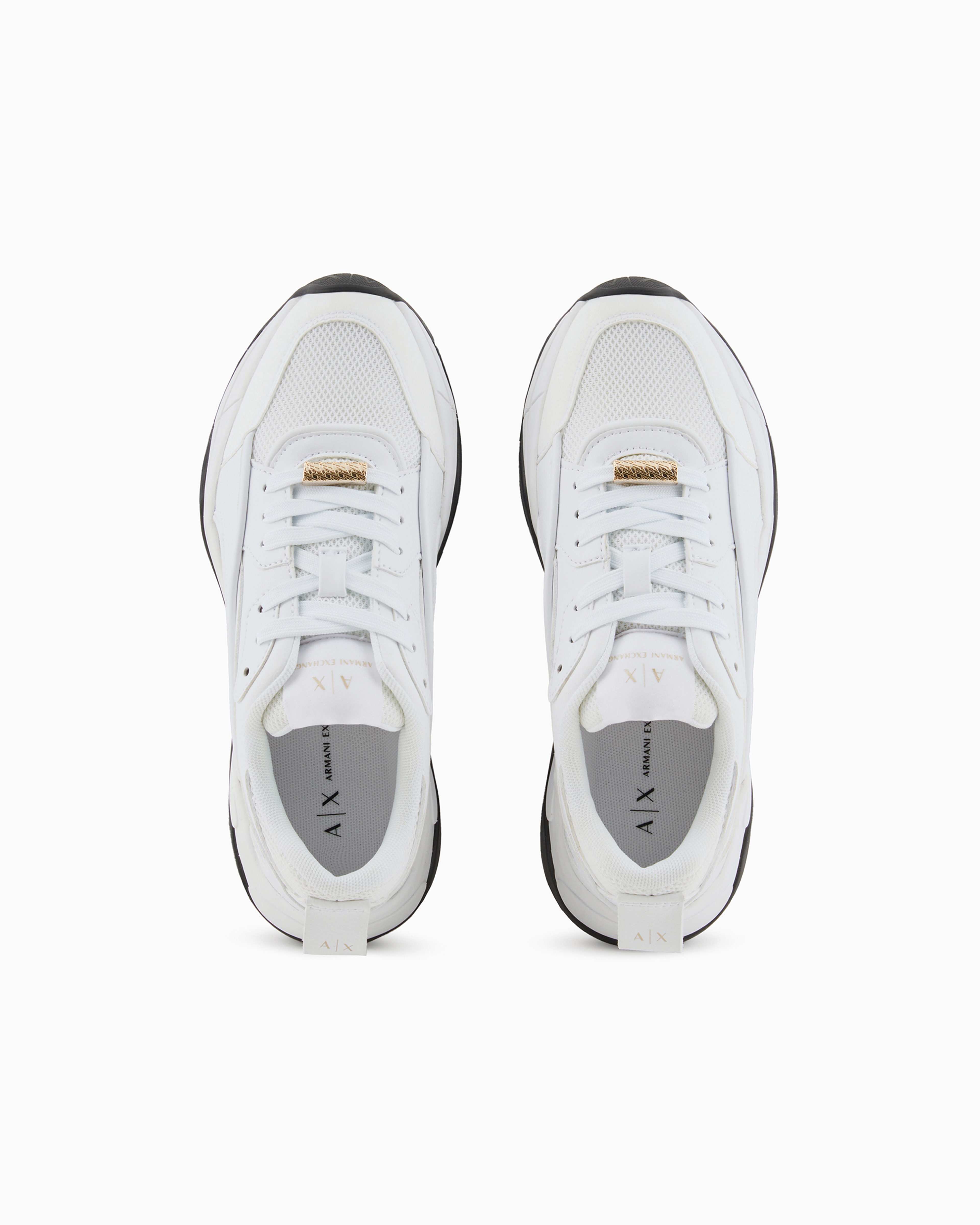 Shop Armani Exchange Chunky Sneakers With Contrasting Inserts In White