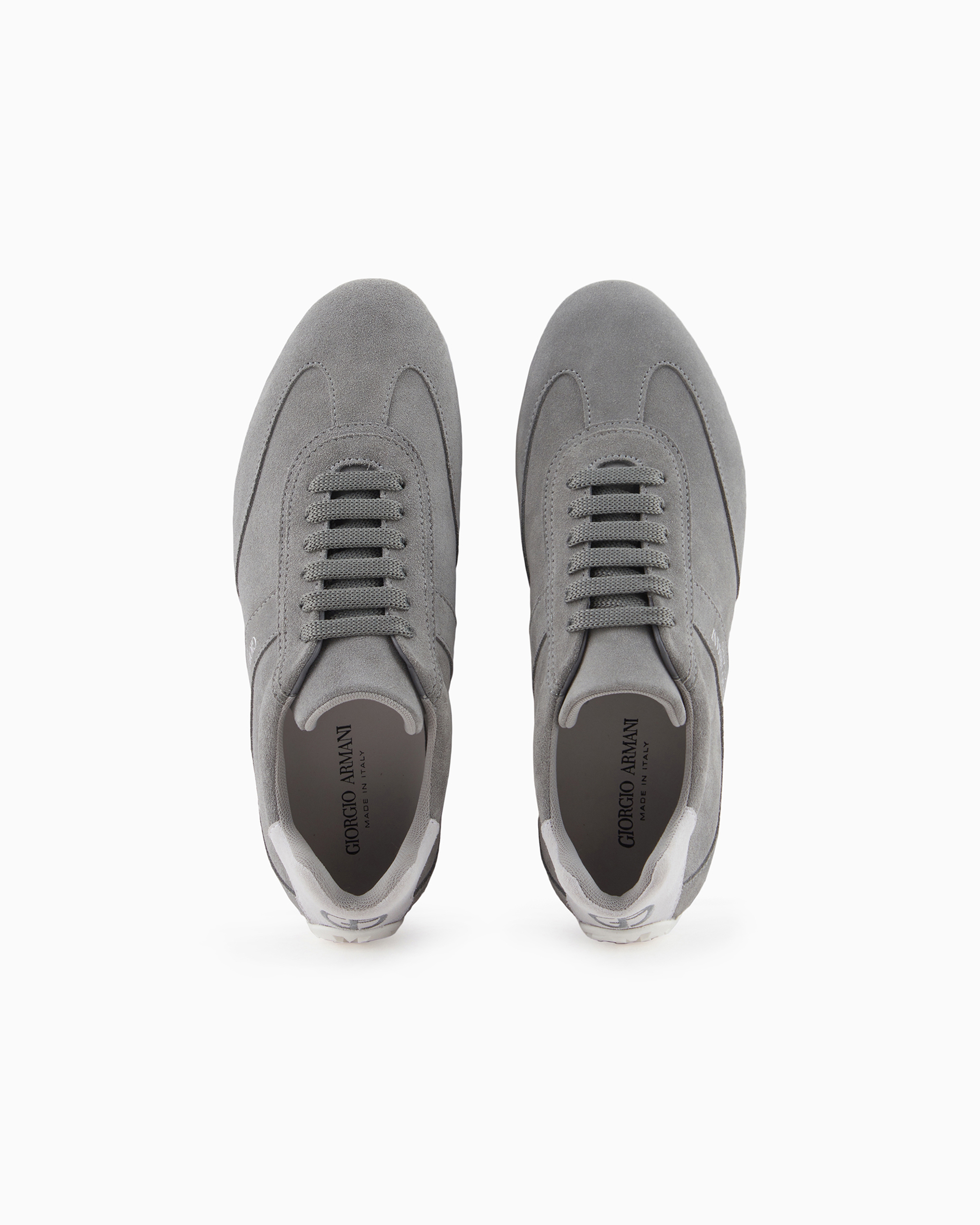 Giorgio Armani Official Store Suede Sneakers In Gris