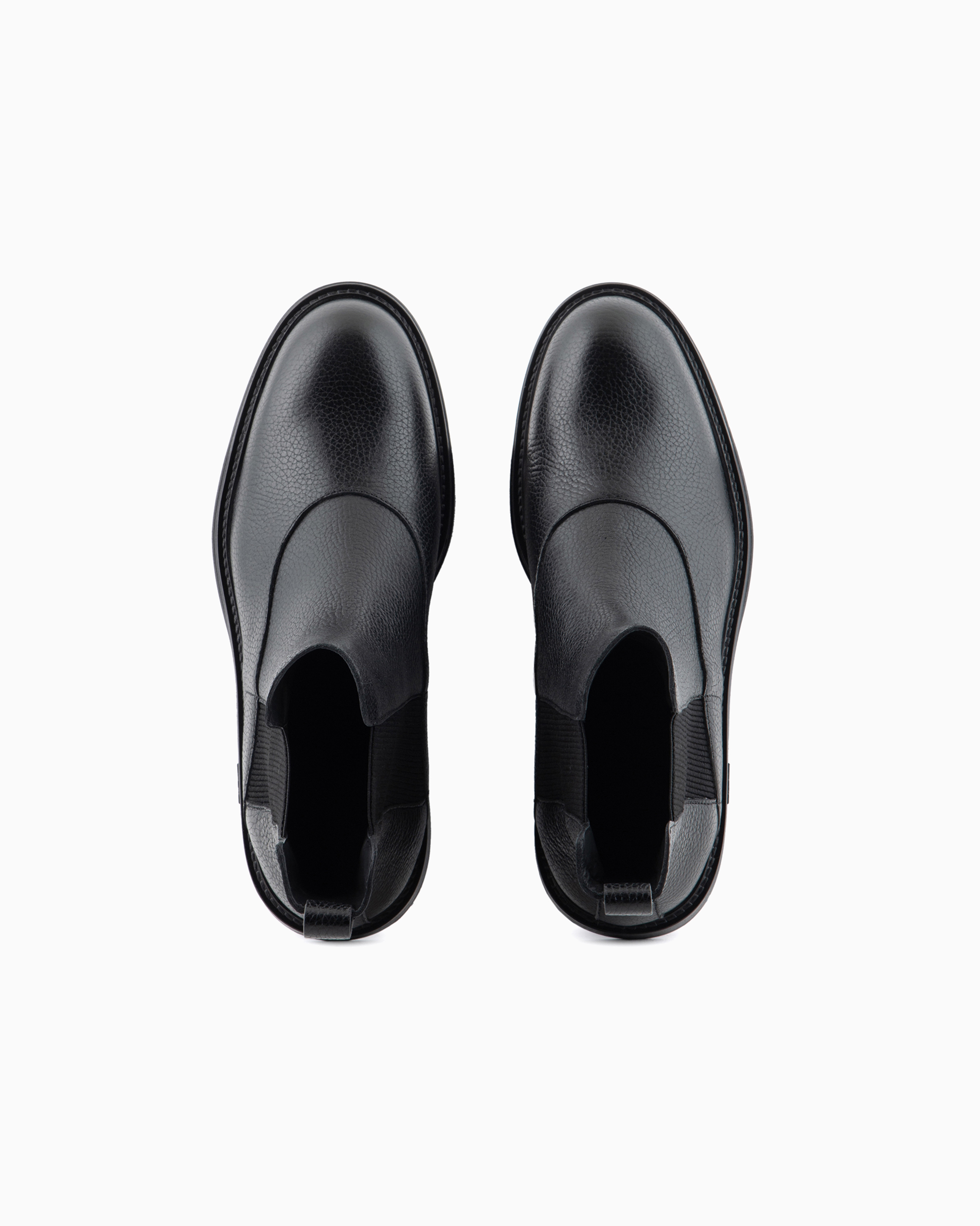 Emporio Armani Official Store Grained Leather Chelsea Boots In Black