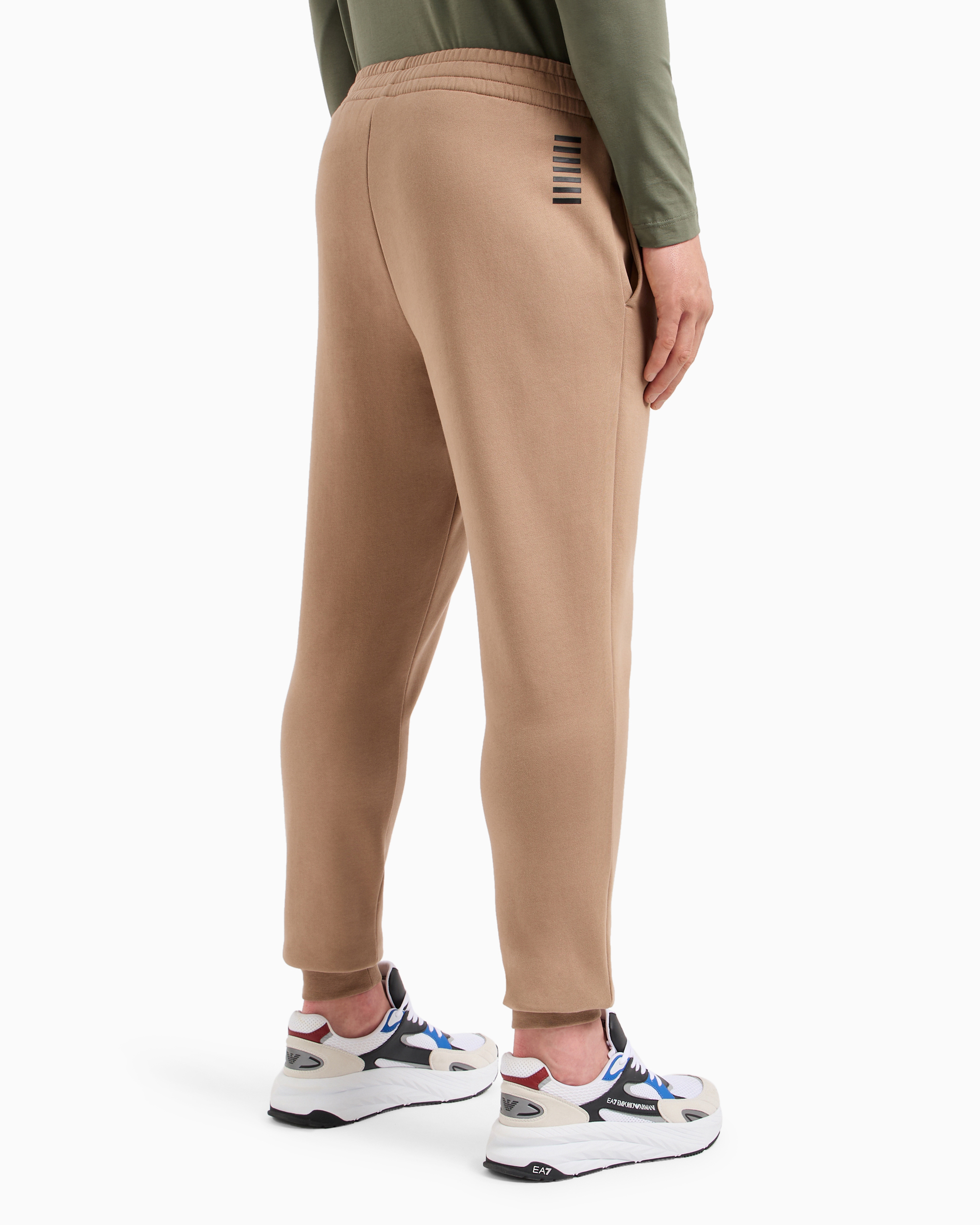 Shop Ea7 Core Identity Cotton-blend Joggers In Beige