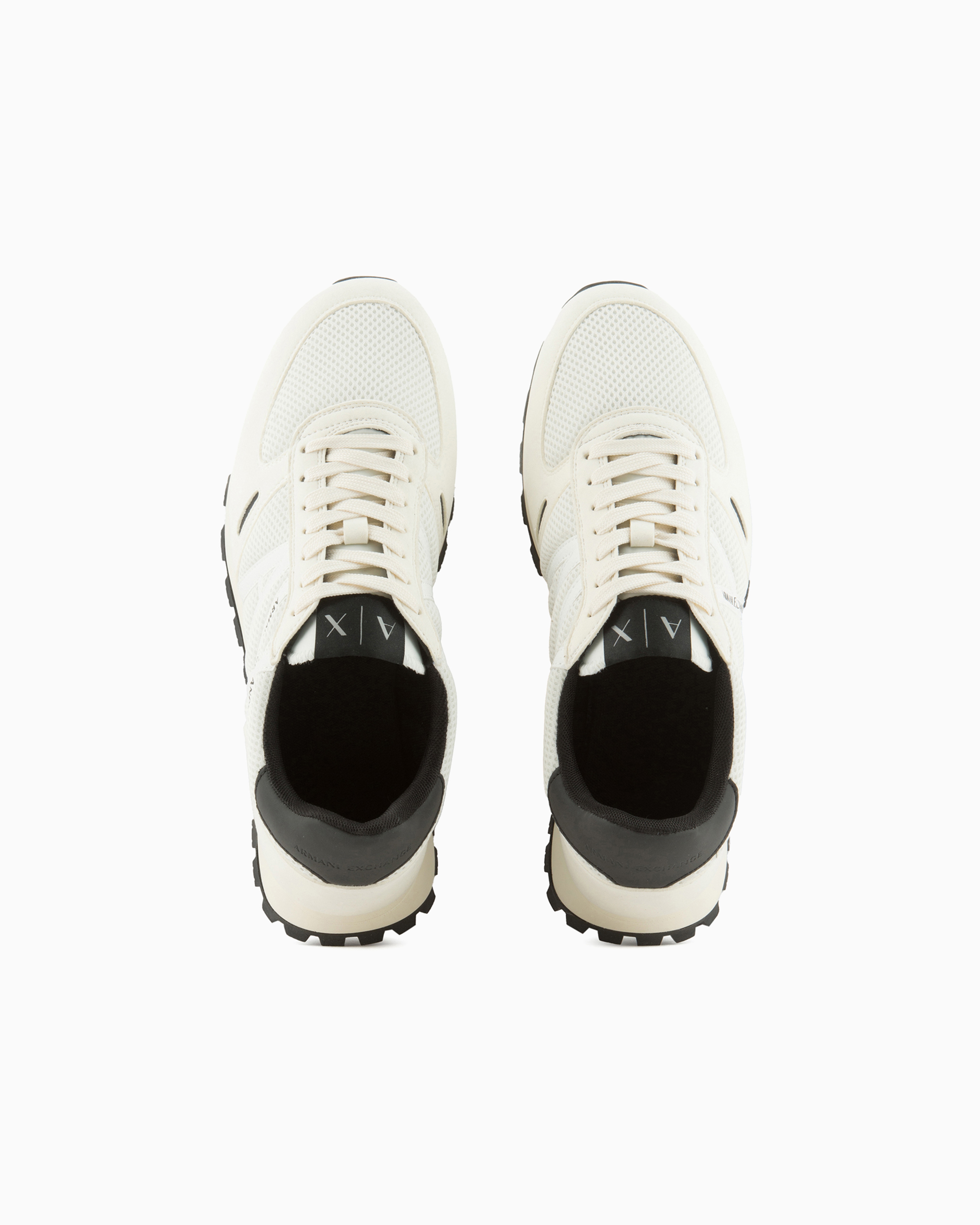 Shop Armani Exchange Sneakers With Mesh And Eco-suede Inserts In White