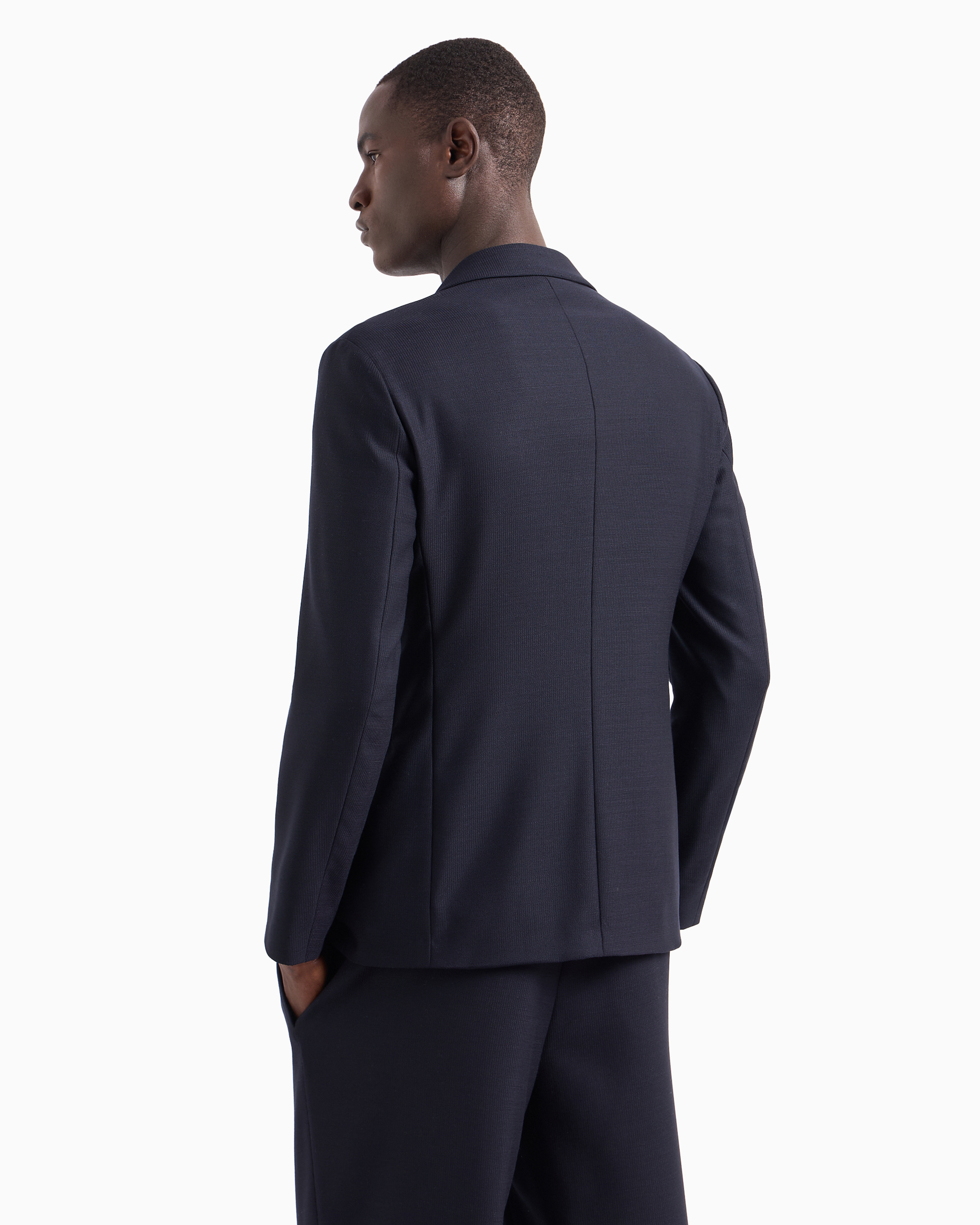 Shop Giorgio Armani Single-breasted, Virgin-wool Jacket In Blue