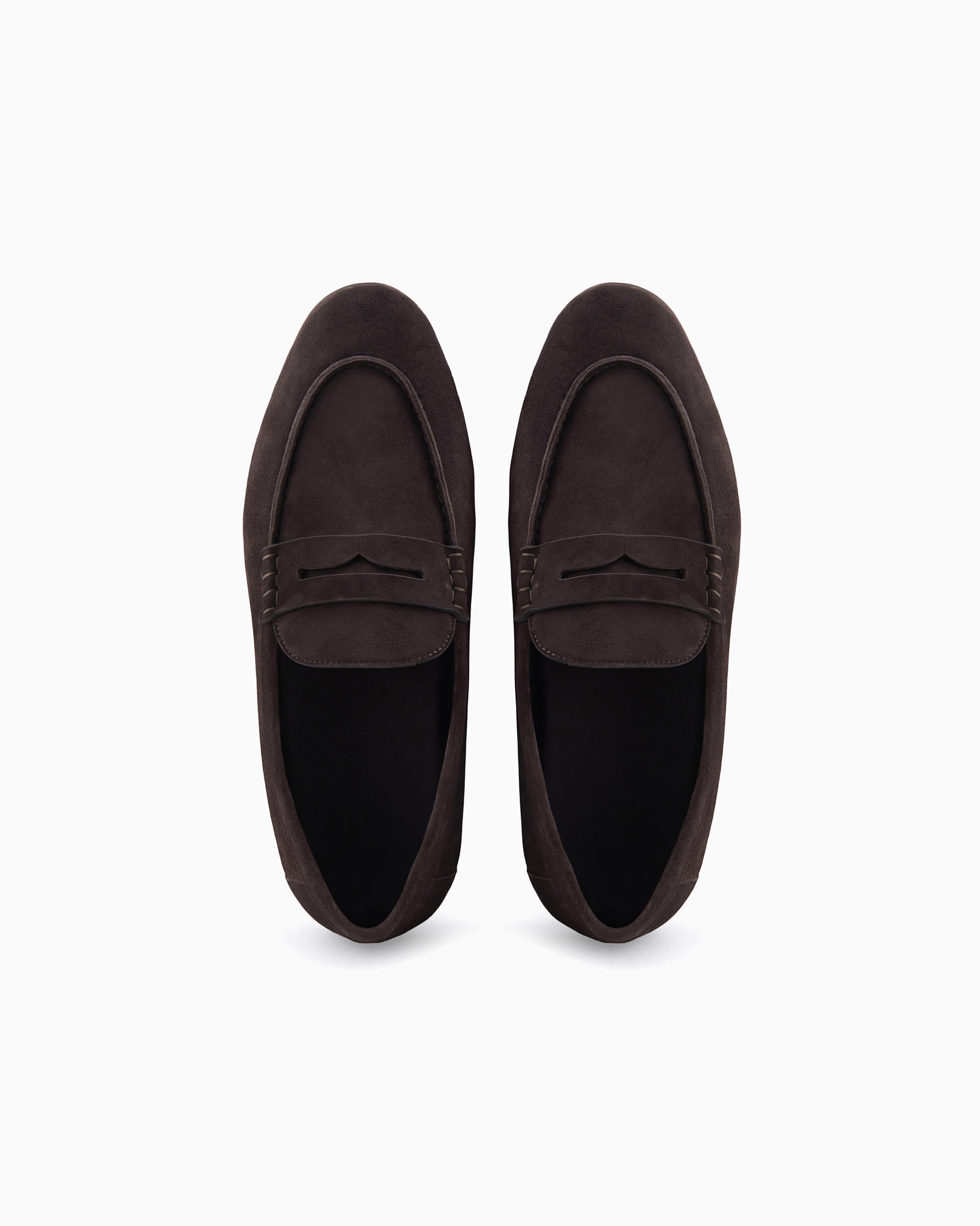 Shop Giorgio Armani Suede Loafers In Brown