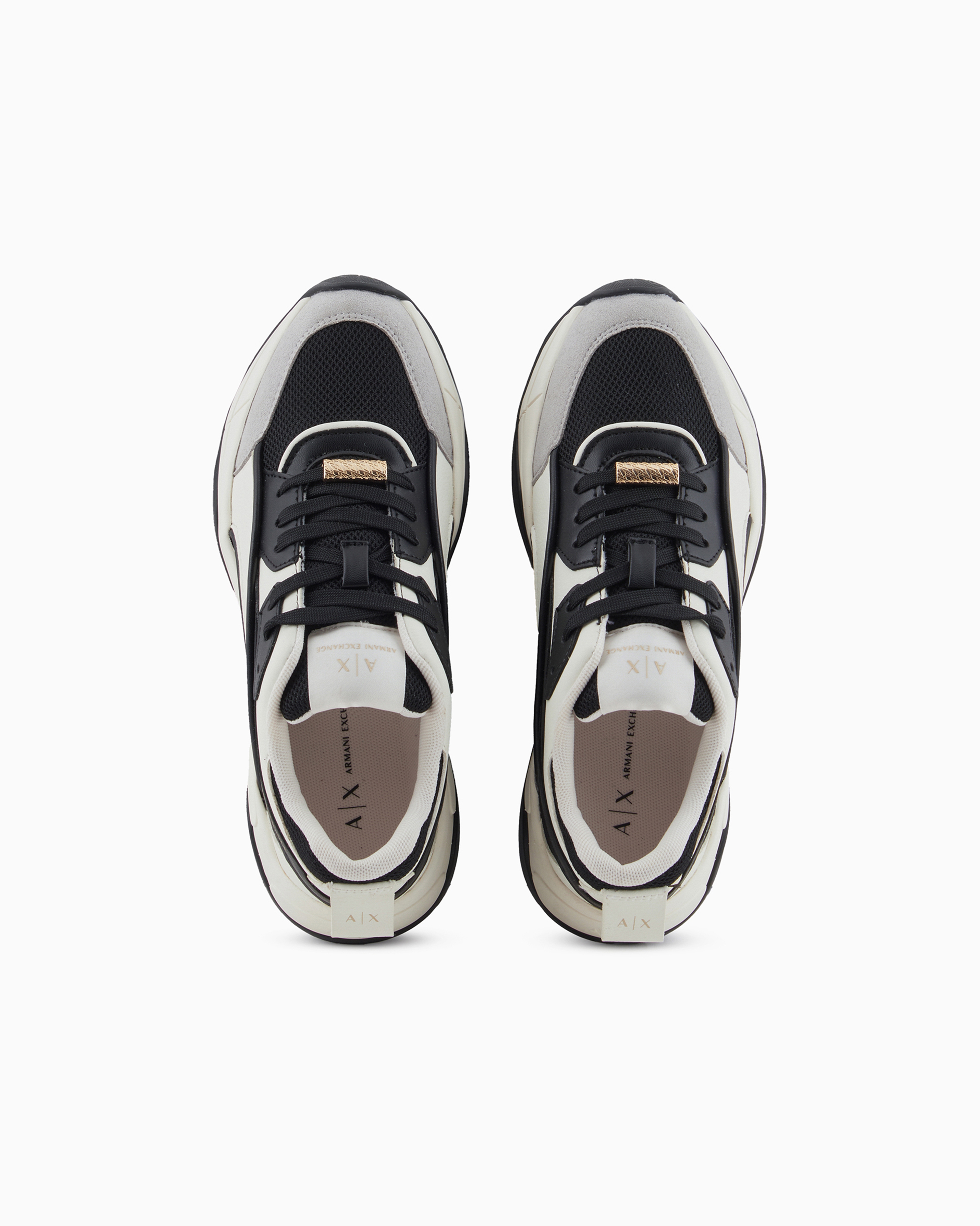 Shop Armani Exchange Chunky Sneakers With Contrasting Inserts In Black