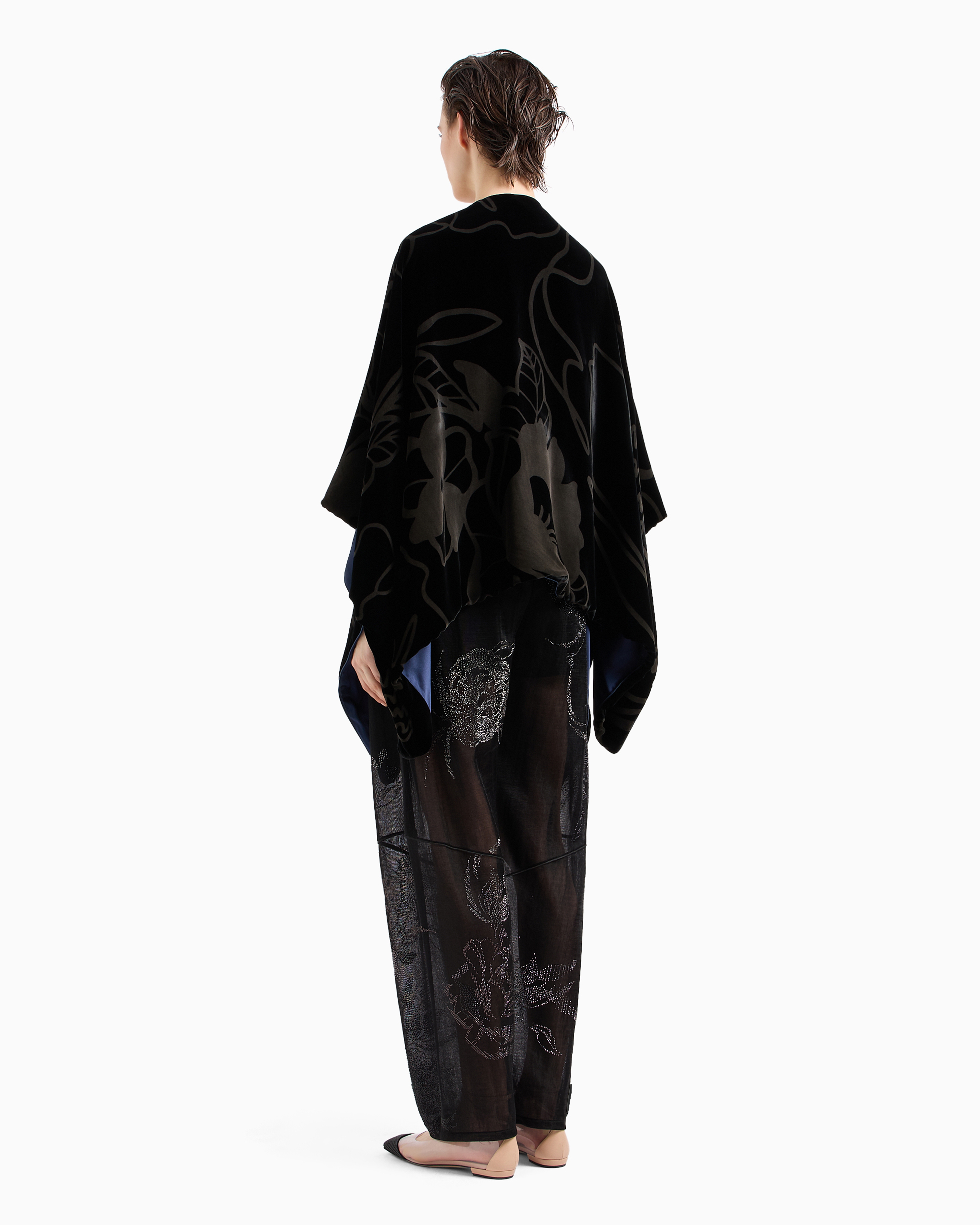 Giorgio Armani Devoré Velvet Cape In Fantaisie