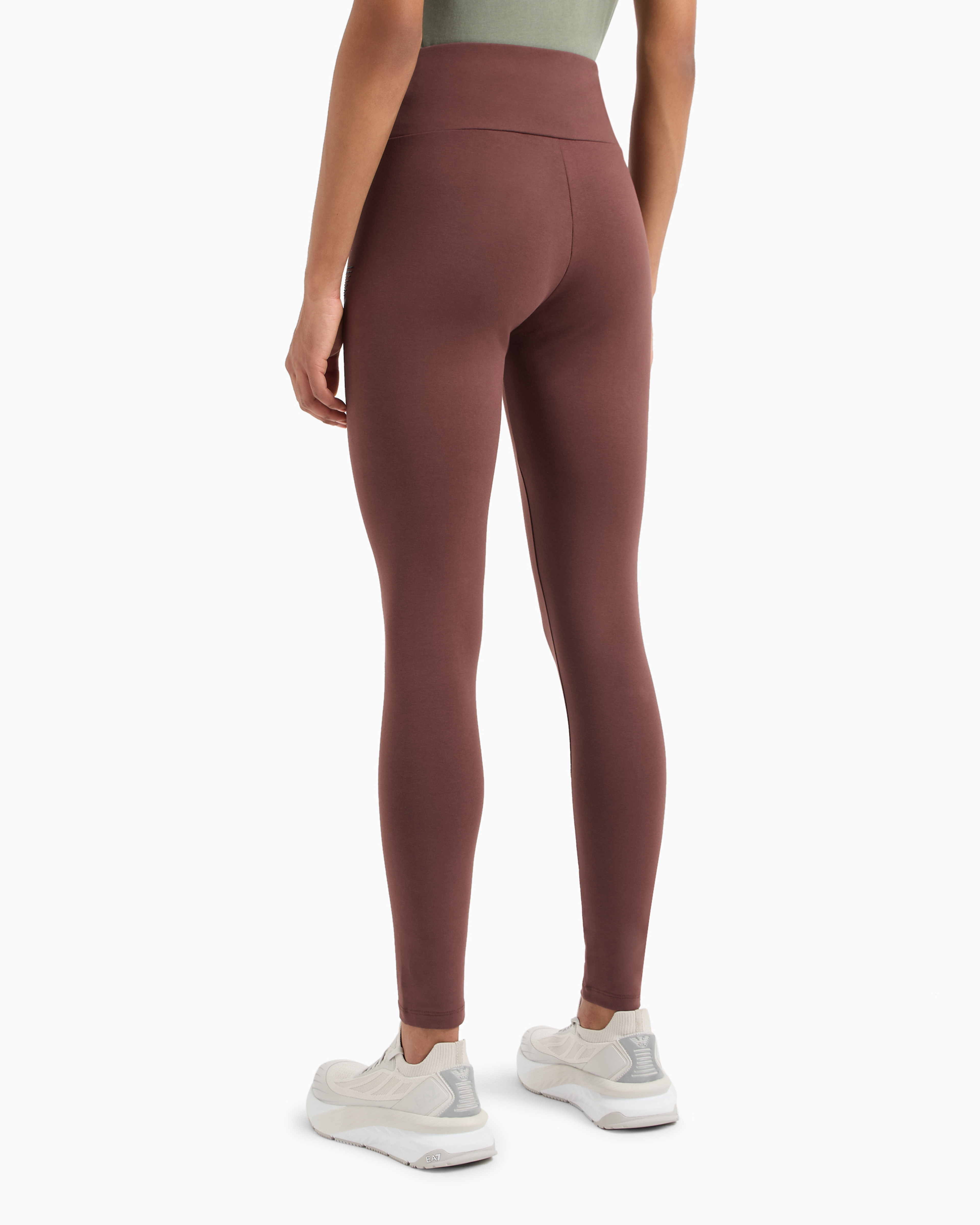 Shop Ea7 Logo Series Recycled Cotton-blend Leggings In Marron