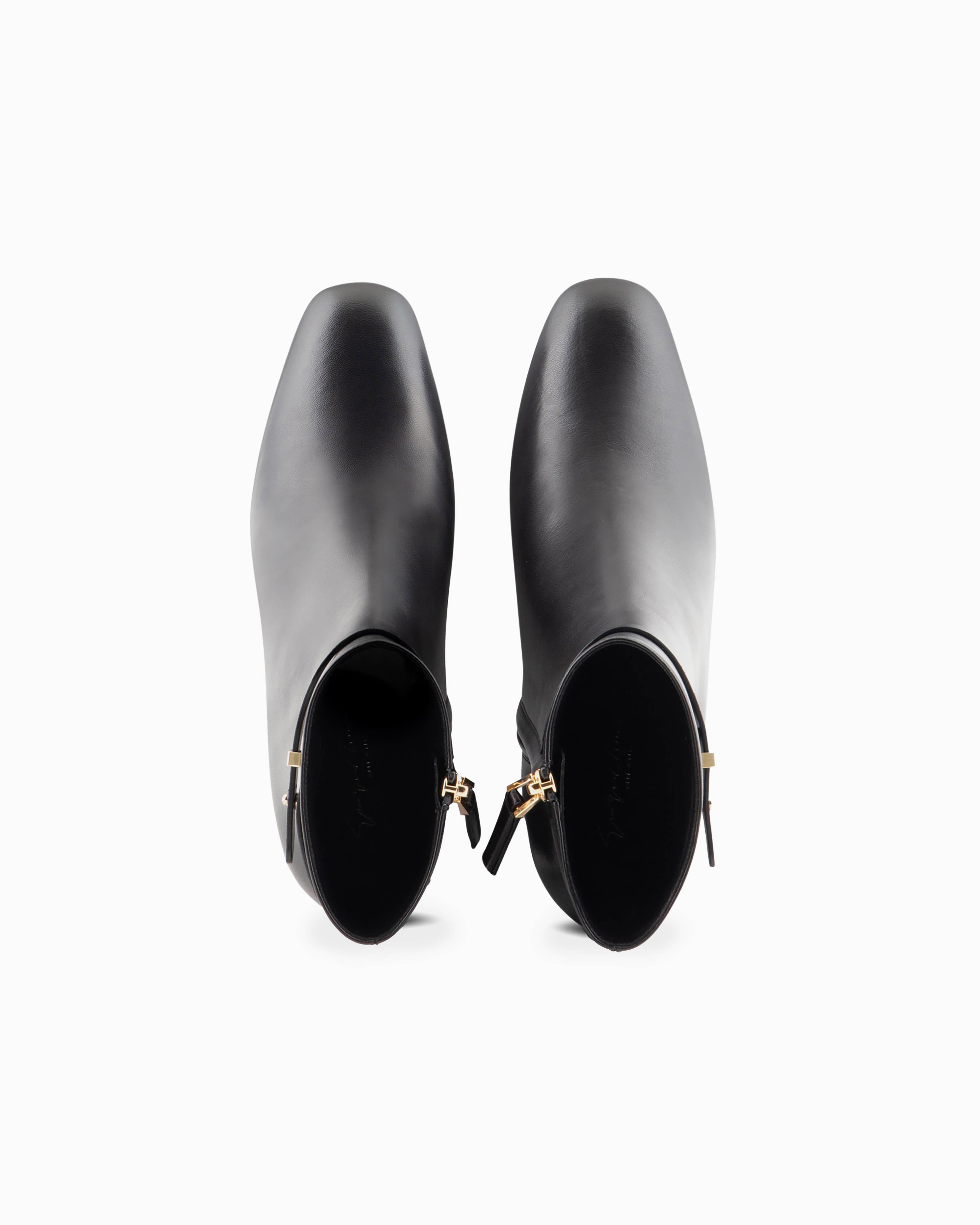 Shop Giorgio Armani Nappa-leather Heeled Ankle Boots In Black