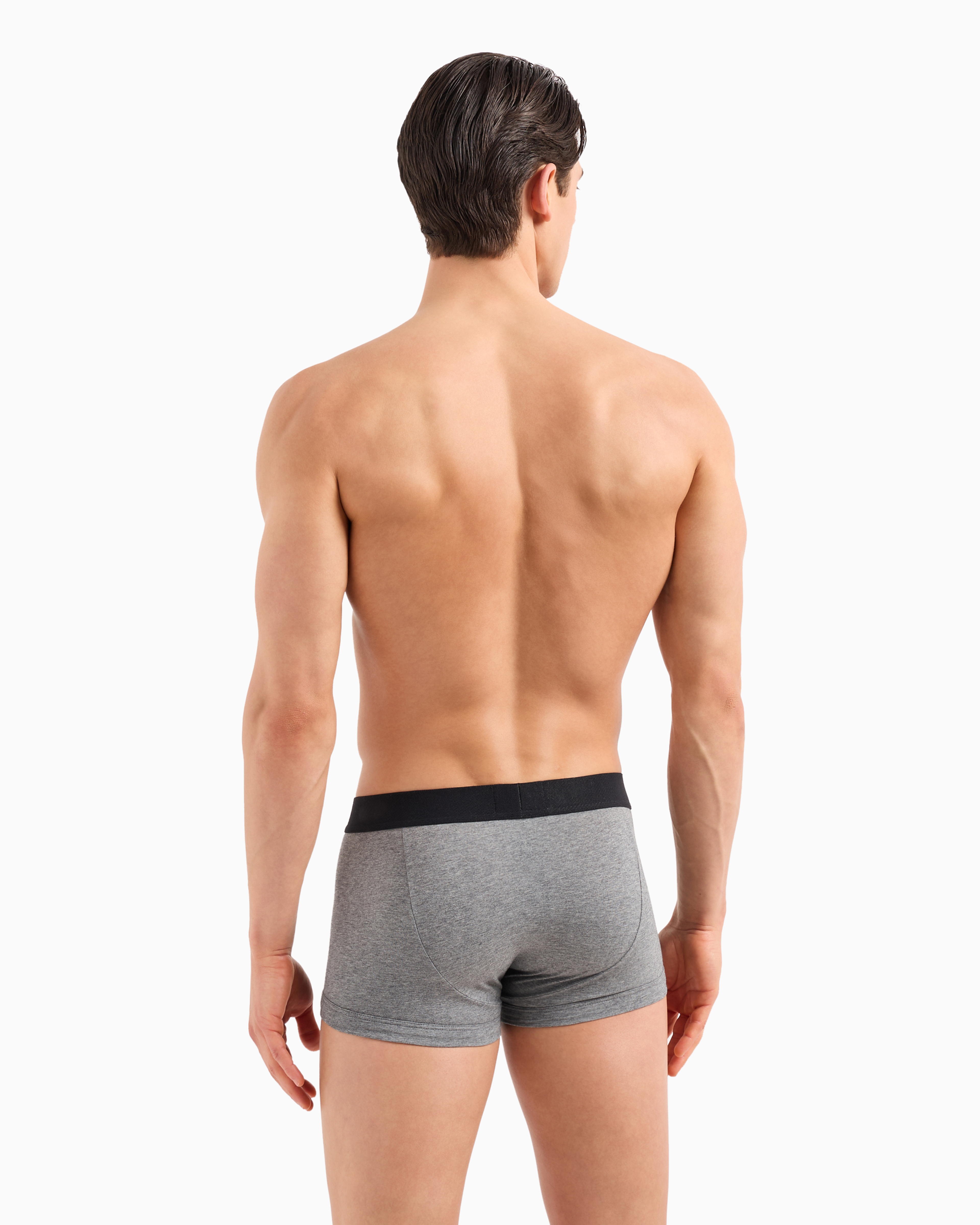 Shop Emporio Armani Asv Eng Anliegende Boxershorts Aus Bio-baumwolle Mit Logo-label In Grau