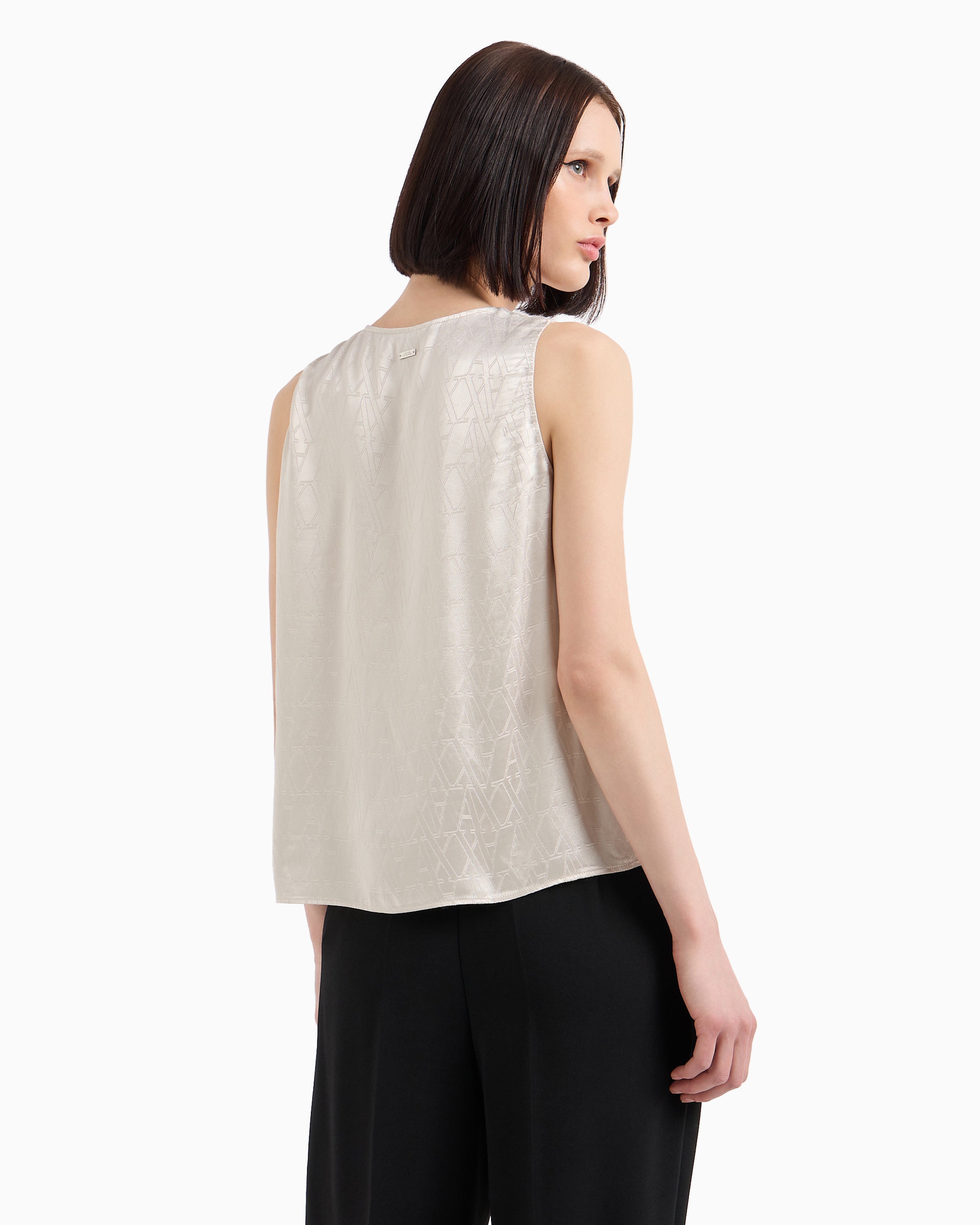 ARMANI EXCHANGE TOP IN SHINY FABRIC WITH ALLOVER ASV MONOGRAM