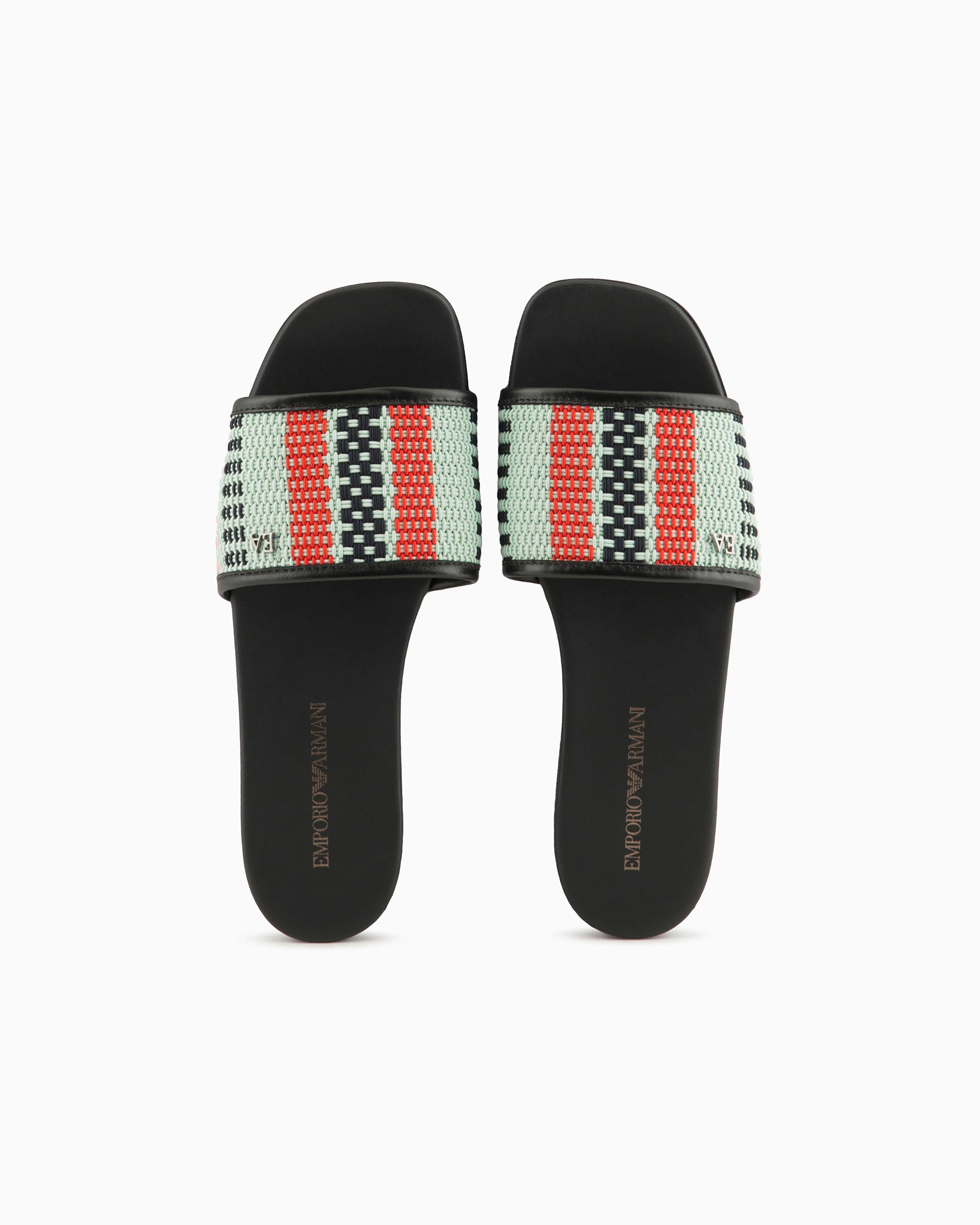 Emporio Armani Official Store Basketweave Sandals In Light Green