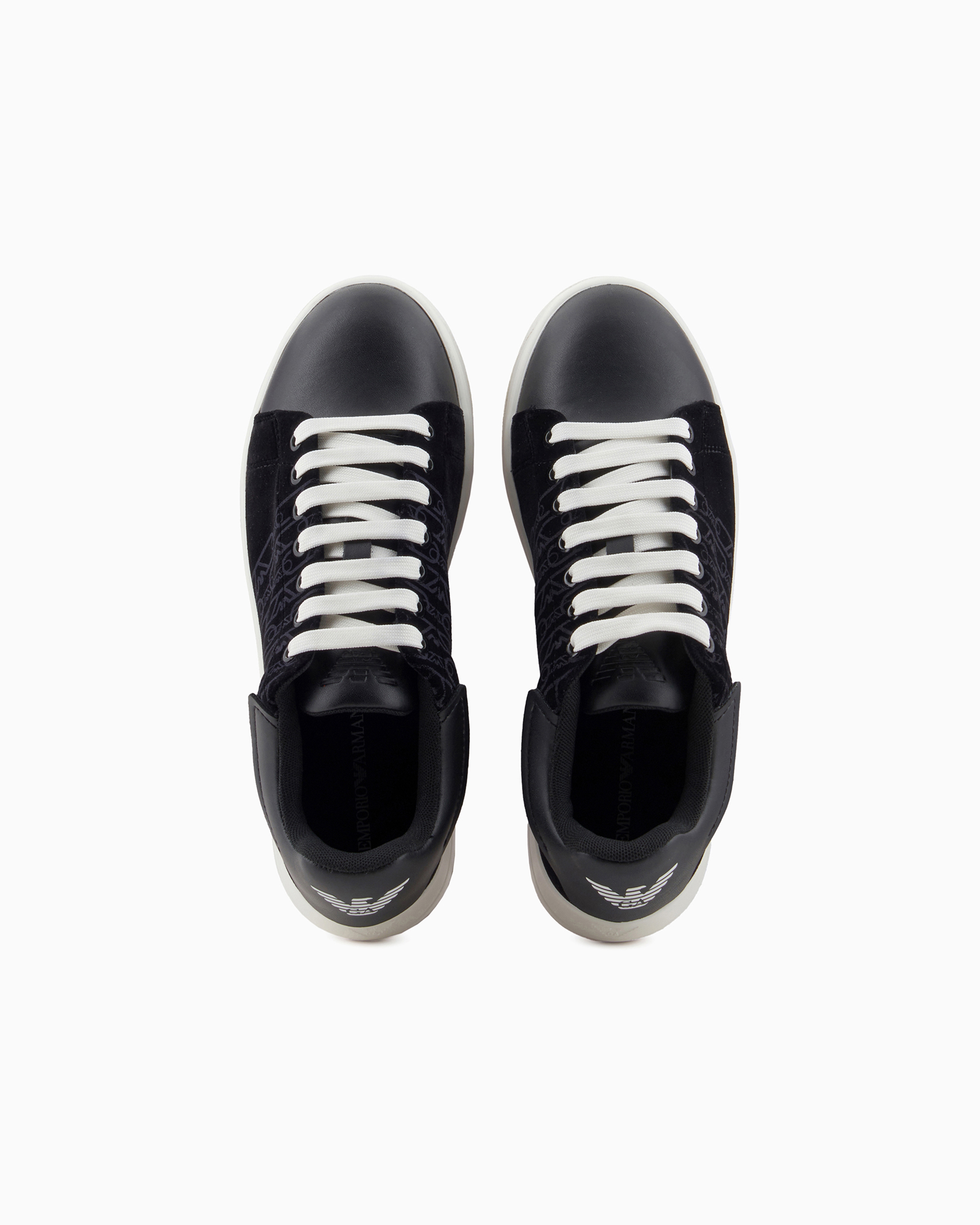 EMPORIO ARMANI MONOGRAM VELVET SNEAKERS 