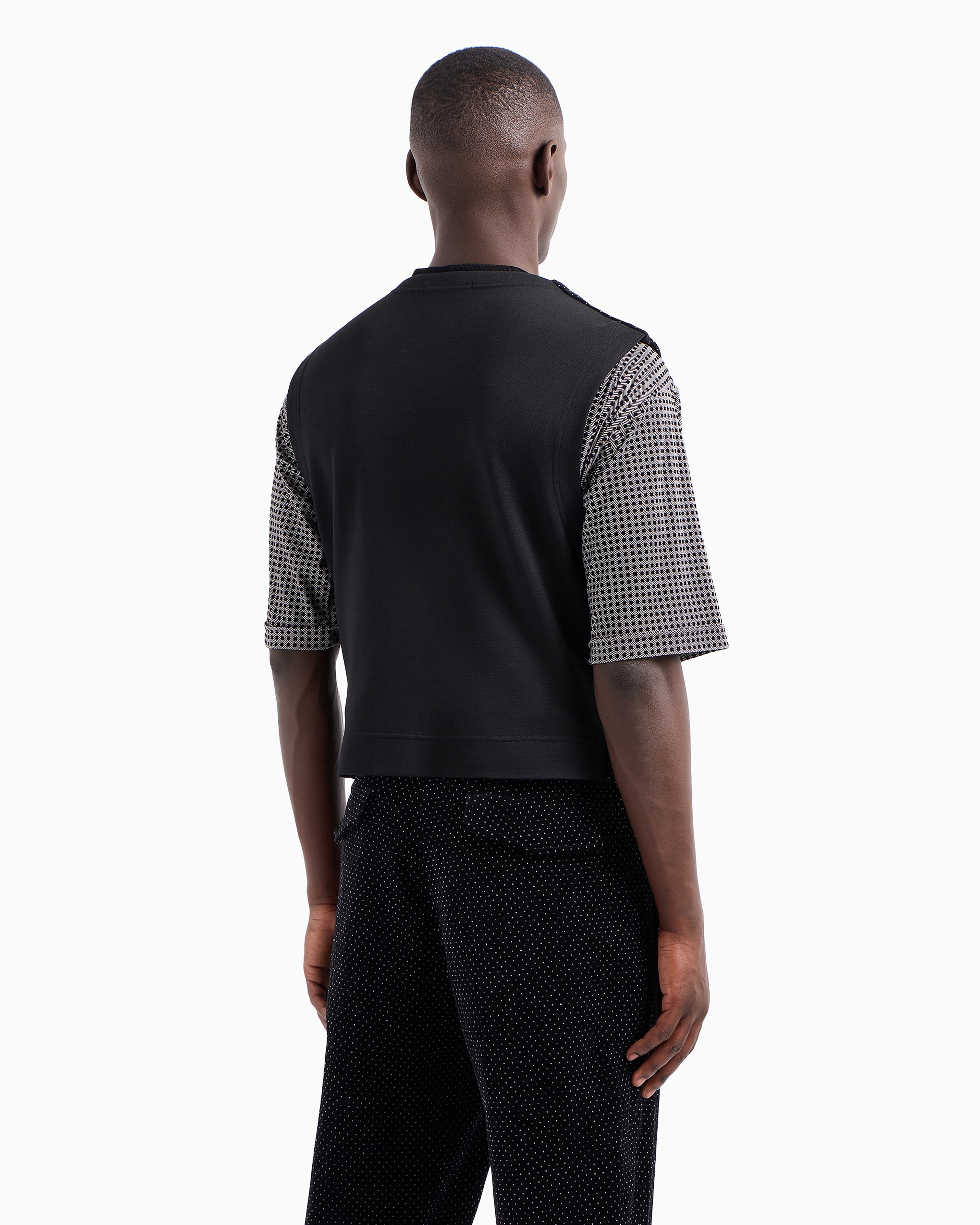 Giorgio Armani Single-breasted Waistcoat In Seersucker Velvet With A Polka-dot Motif In Pattern