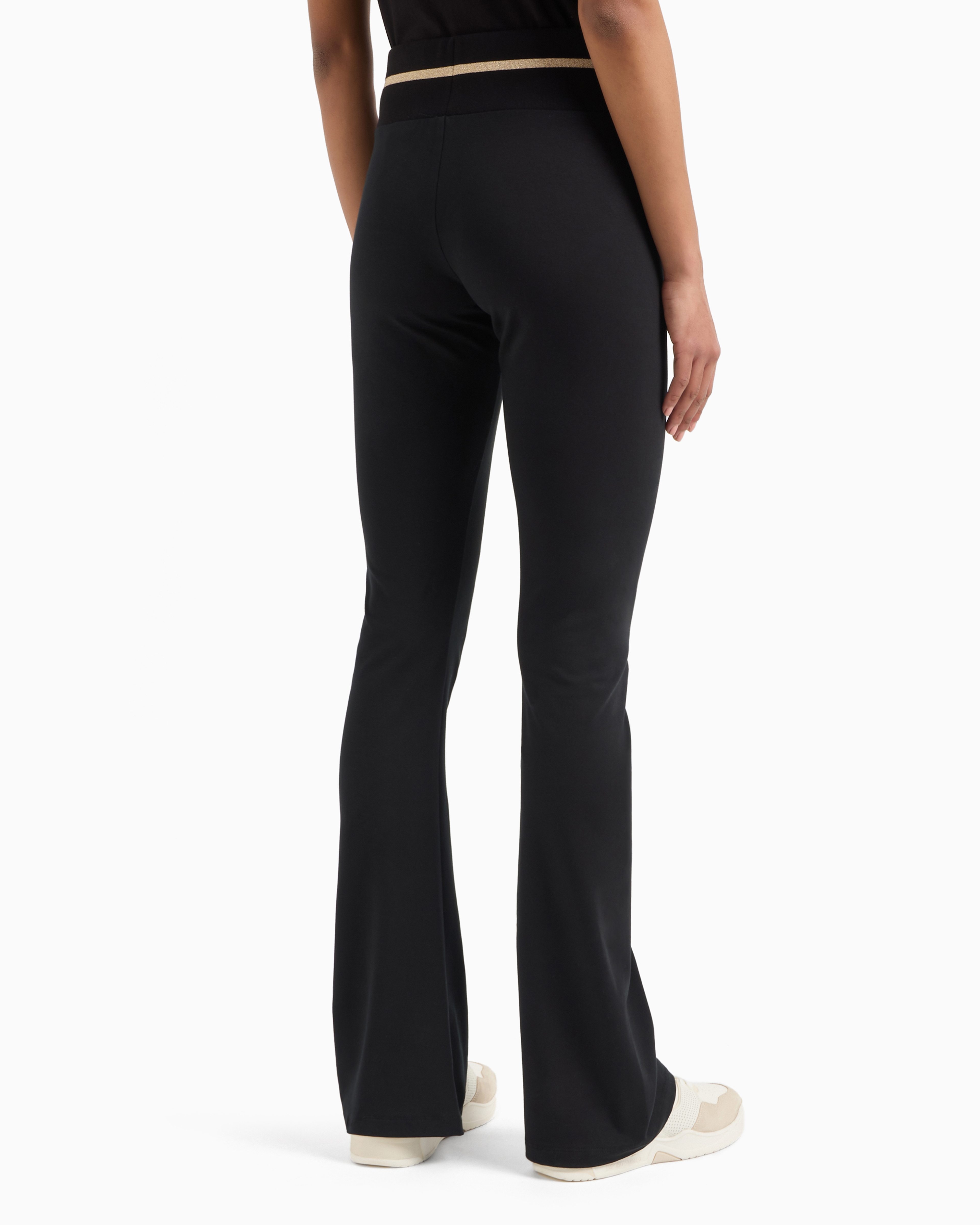 Shop Ea7 Core Lady Stretch-cotton Trousers In Black 1