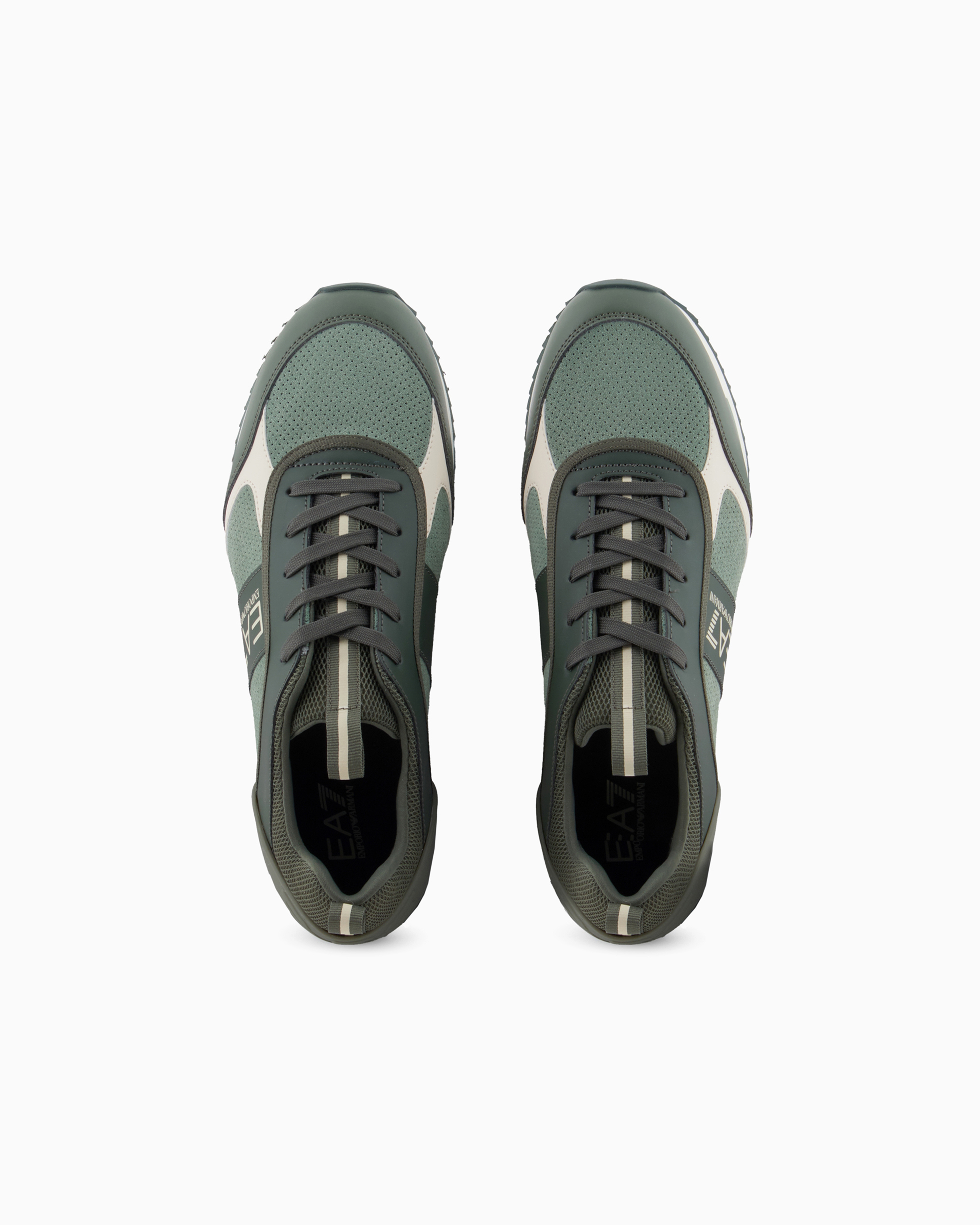 Shop Ea7 Black & White Suede Sneakers In Green