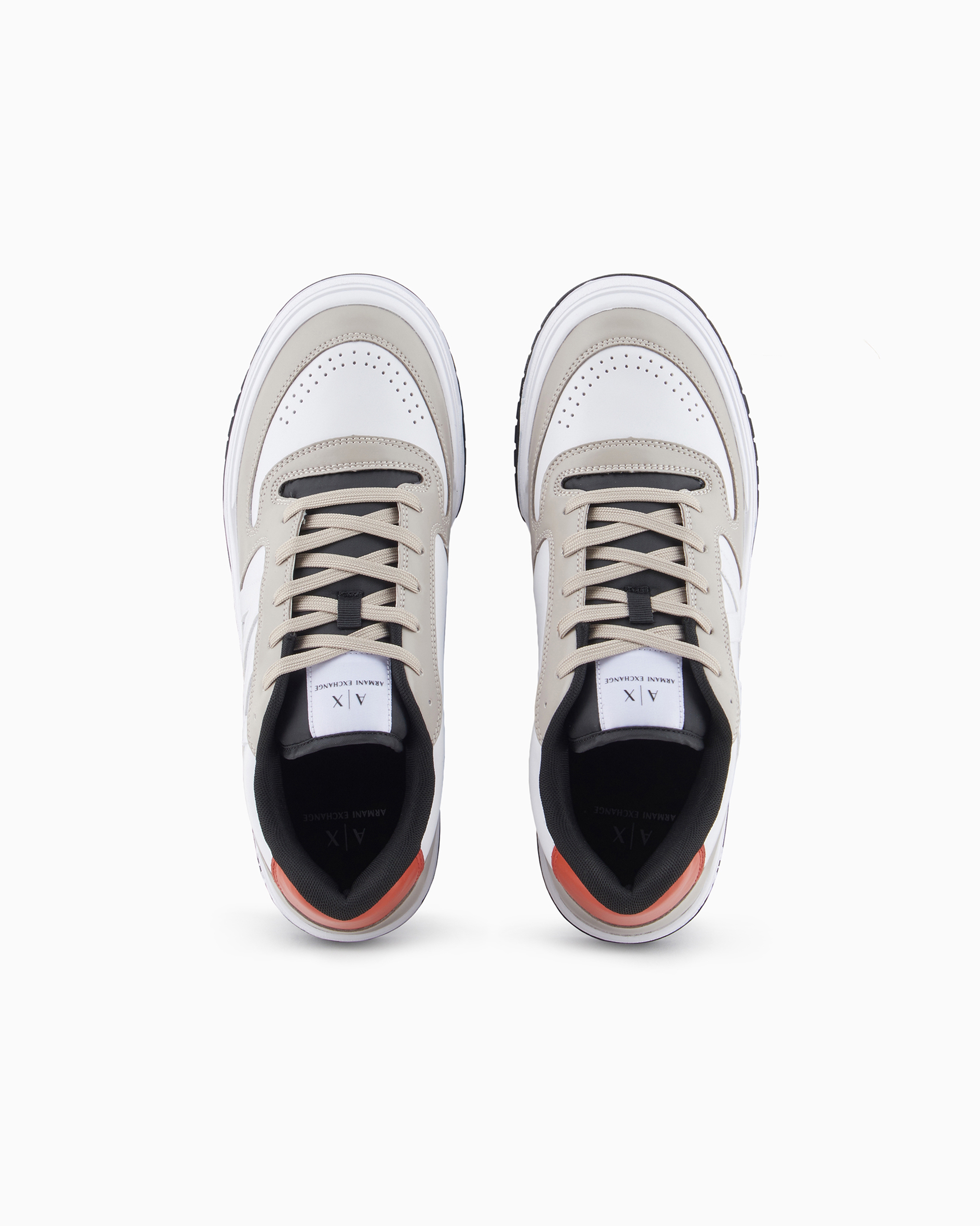 Shop Armani Exchange Sneakers With Logo In Beige