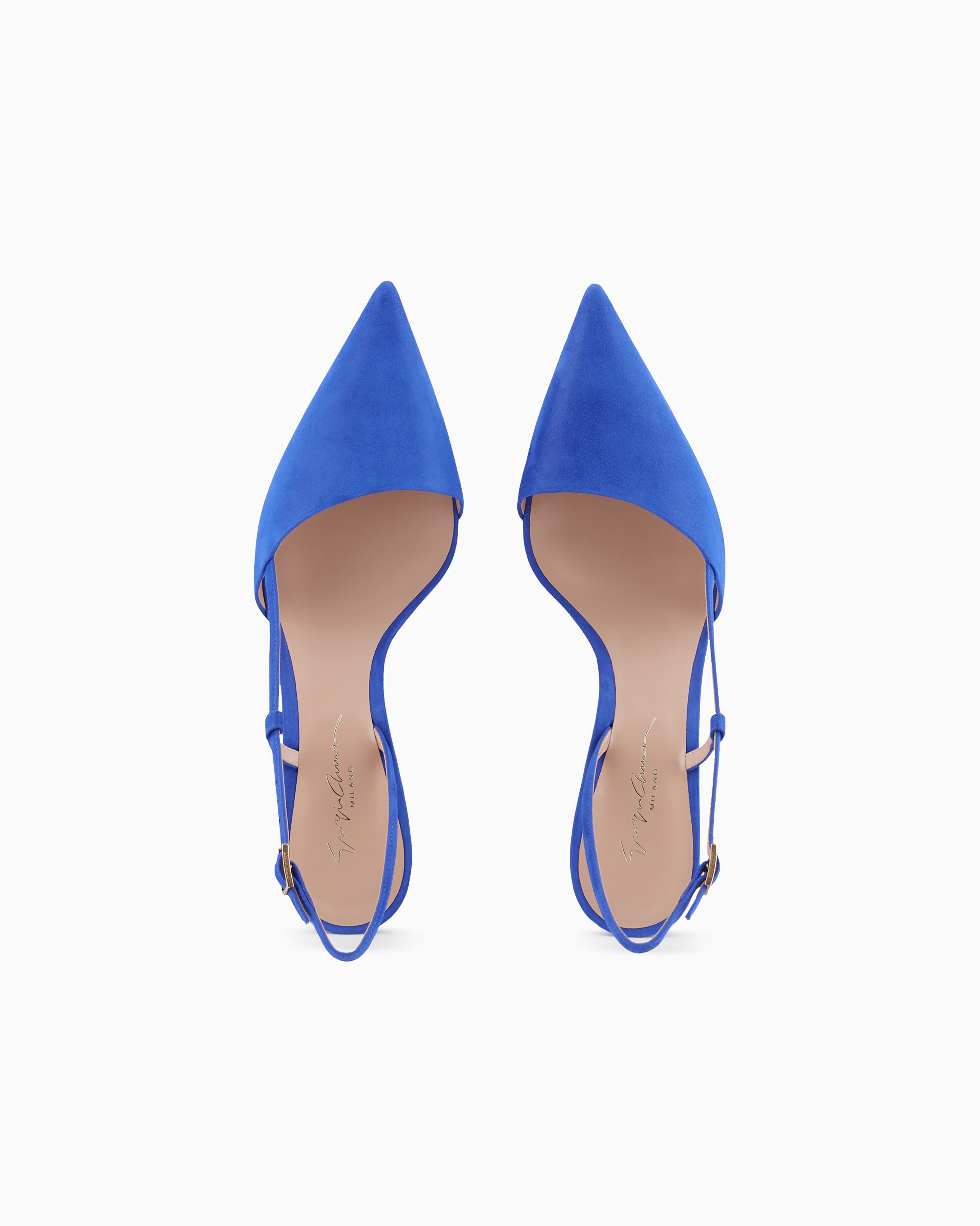 Giorgio Armani Official Store Laminated Suede Slingbacks In Electric Blue