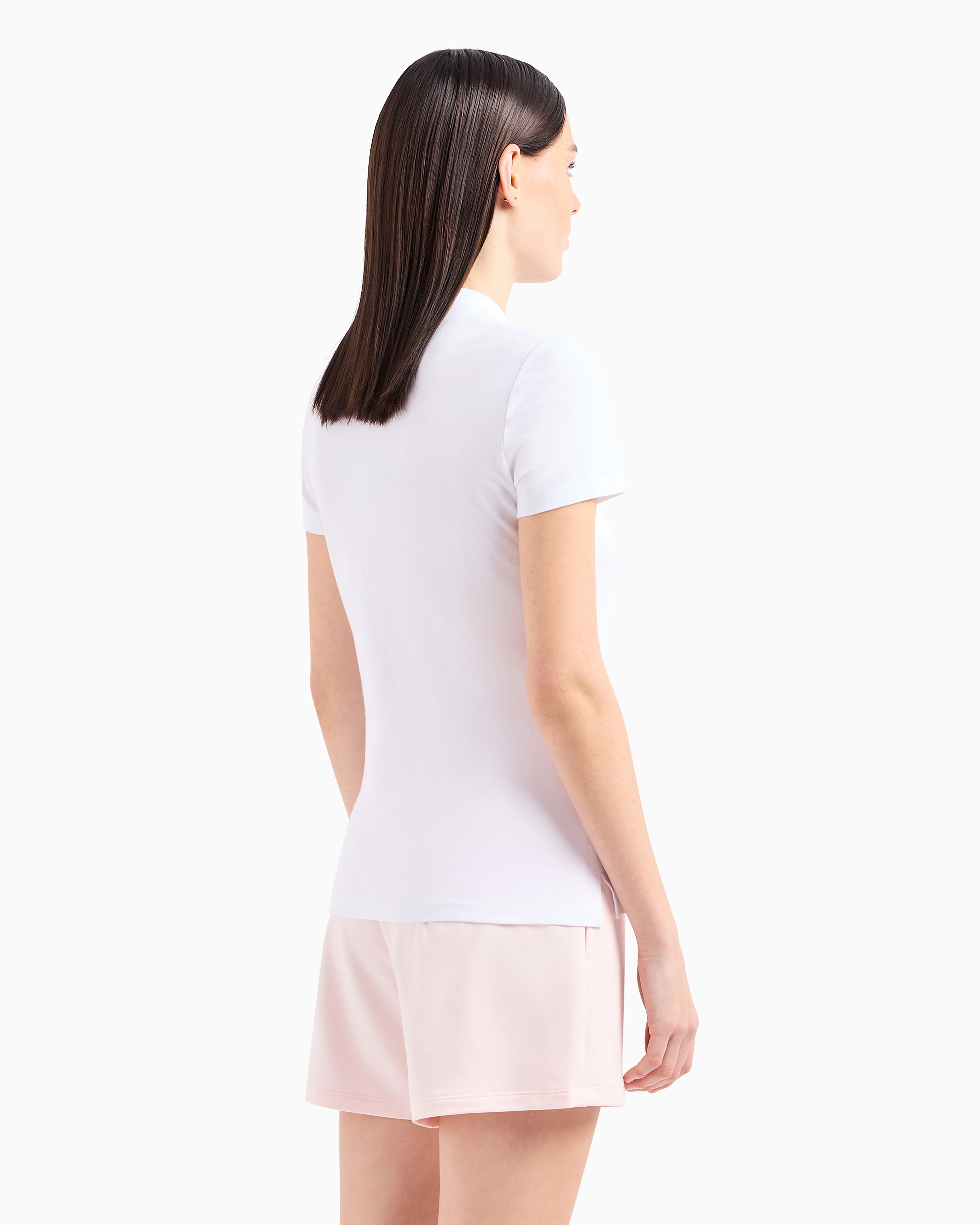 Shop Ea7 Evolution Short-sleeved Polo Shirt In A Cotton And Modal Blend In White