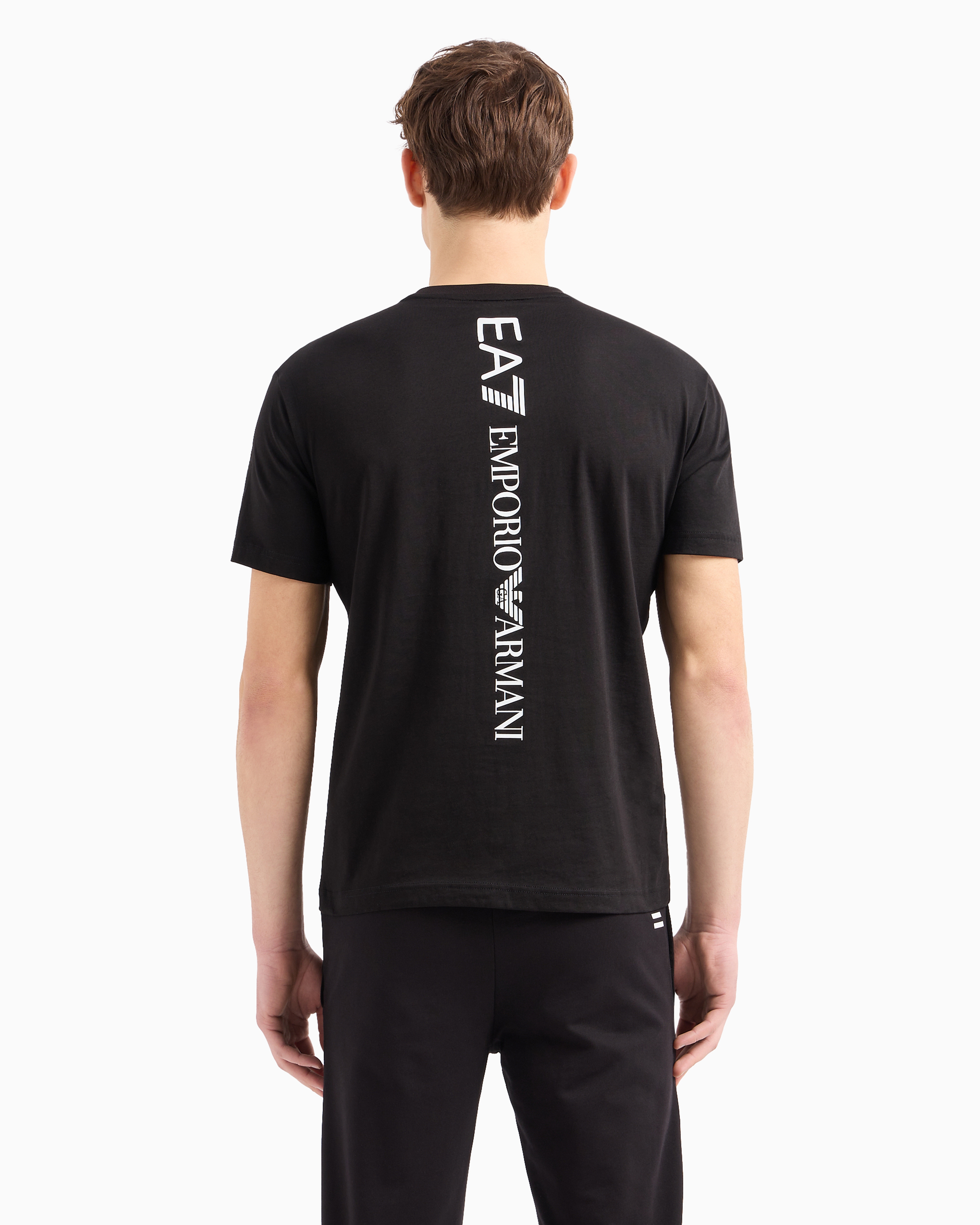 Shop Ea7 Logo Series Cotton-jersey Crew-neck T-shirt In Black