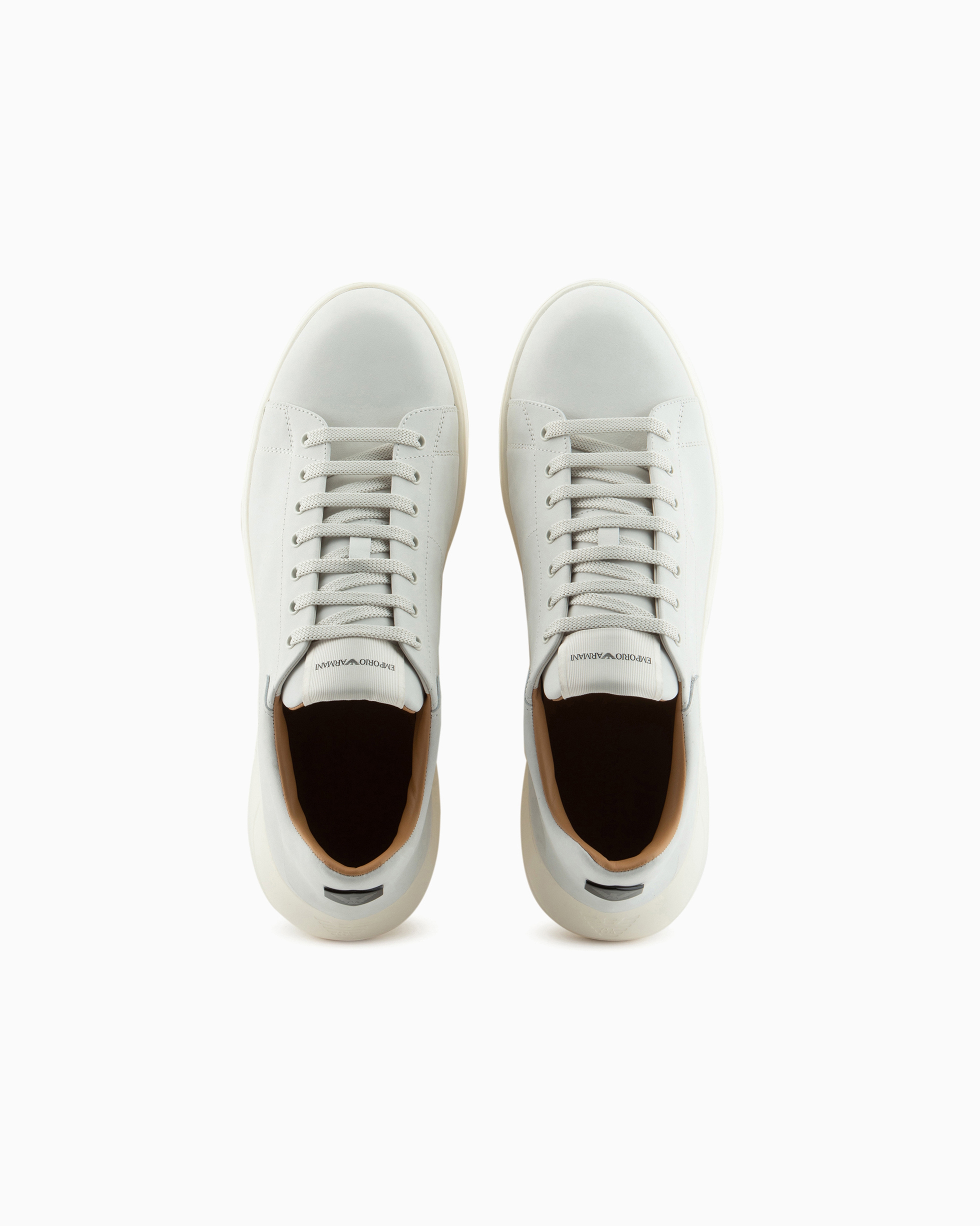 Emporio Armani Nubuck Sneakers With Oversized Soles In White