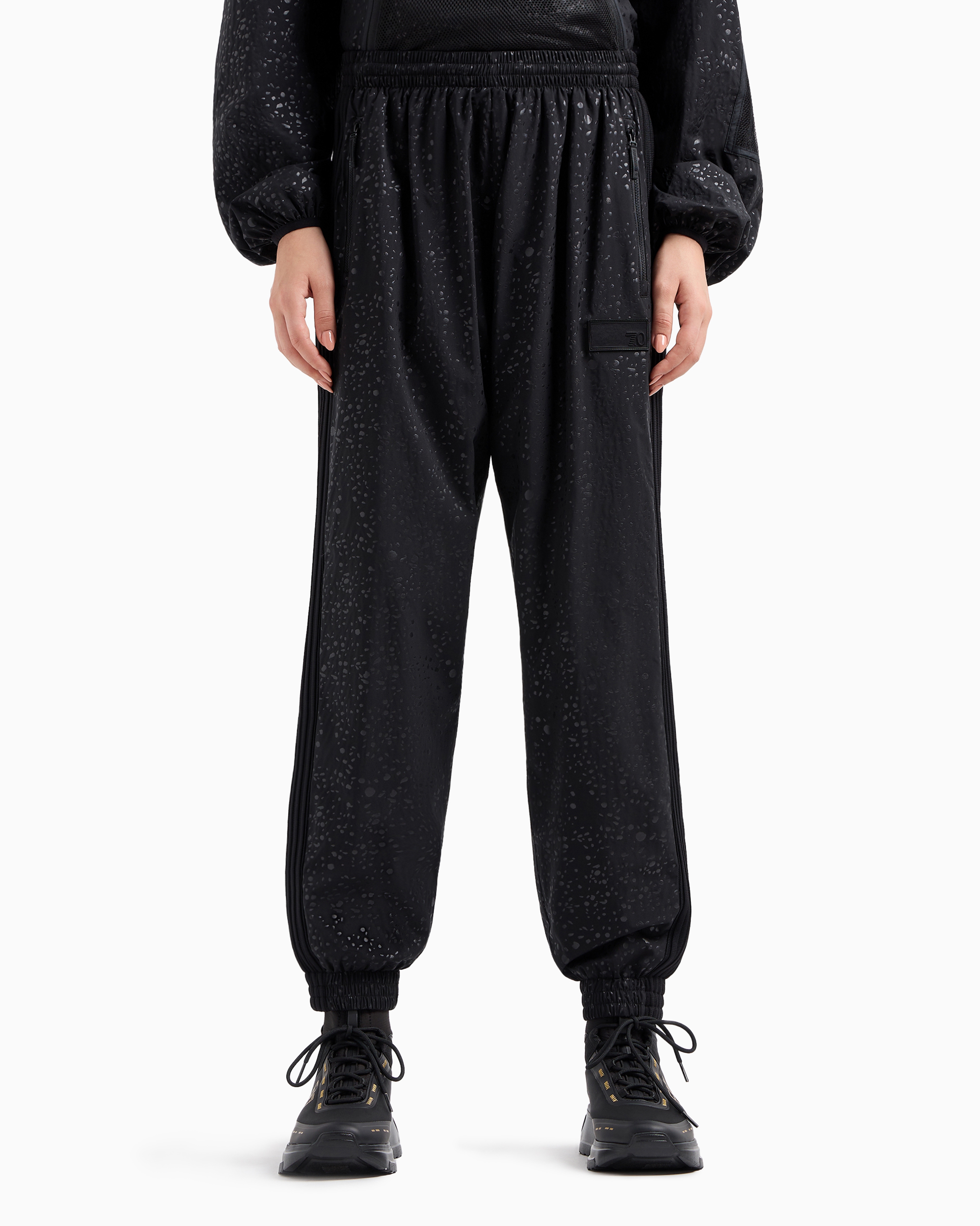 Ea7 7.0 Joggers In Printed Technical Fabric In Black