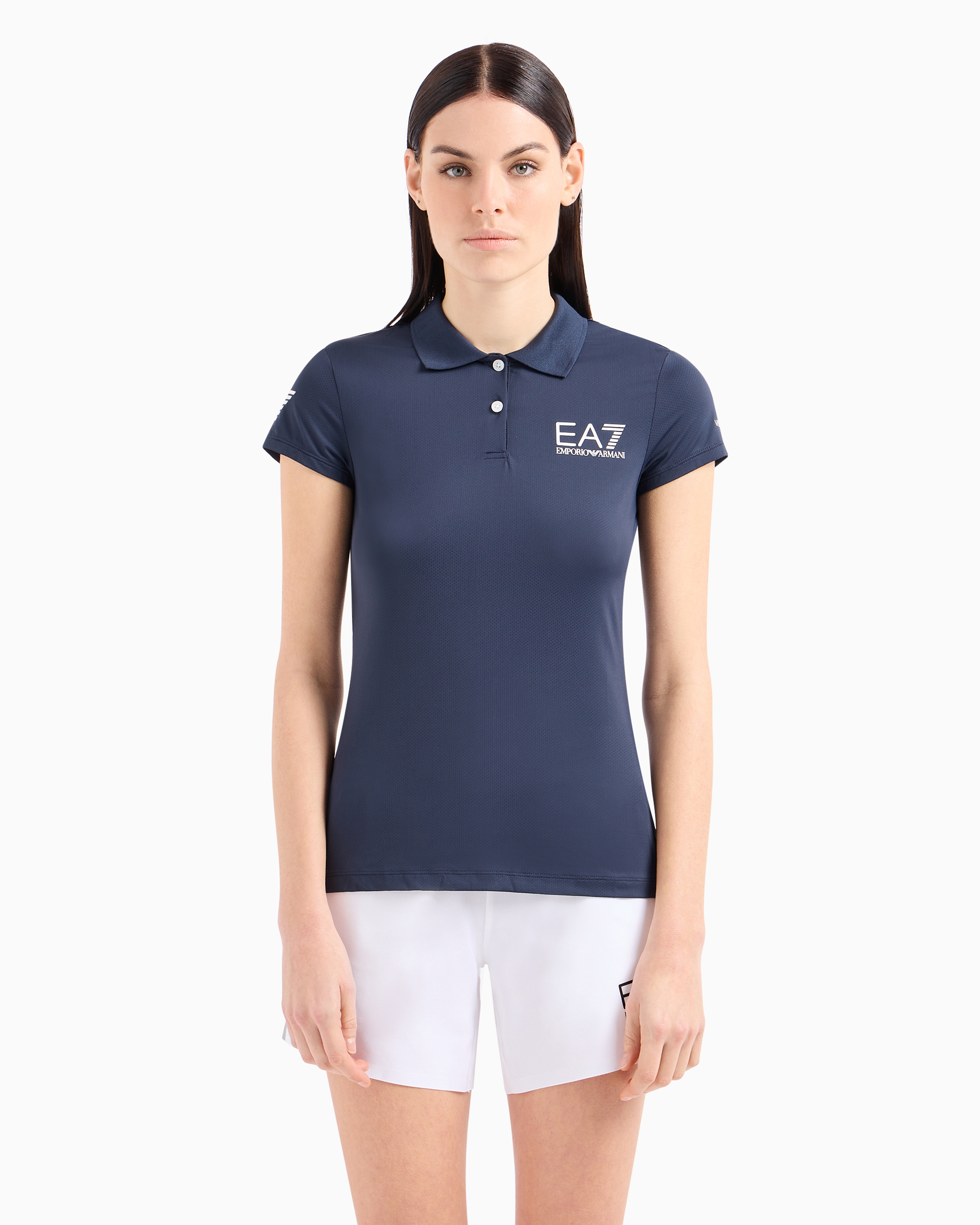 Shop Ea7 Tennis Pro Polo Shirt In Ventus7 Technical Fabric In Navy Blue