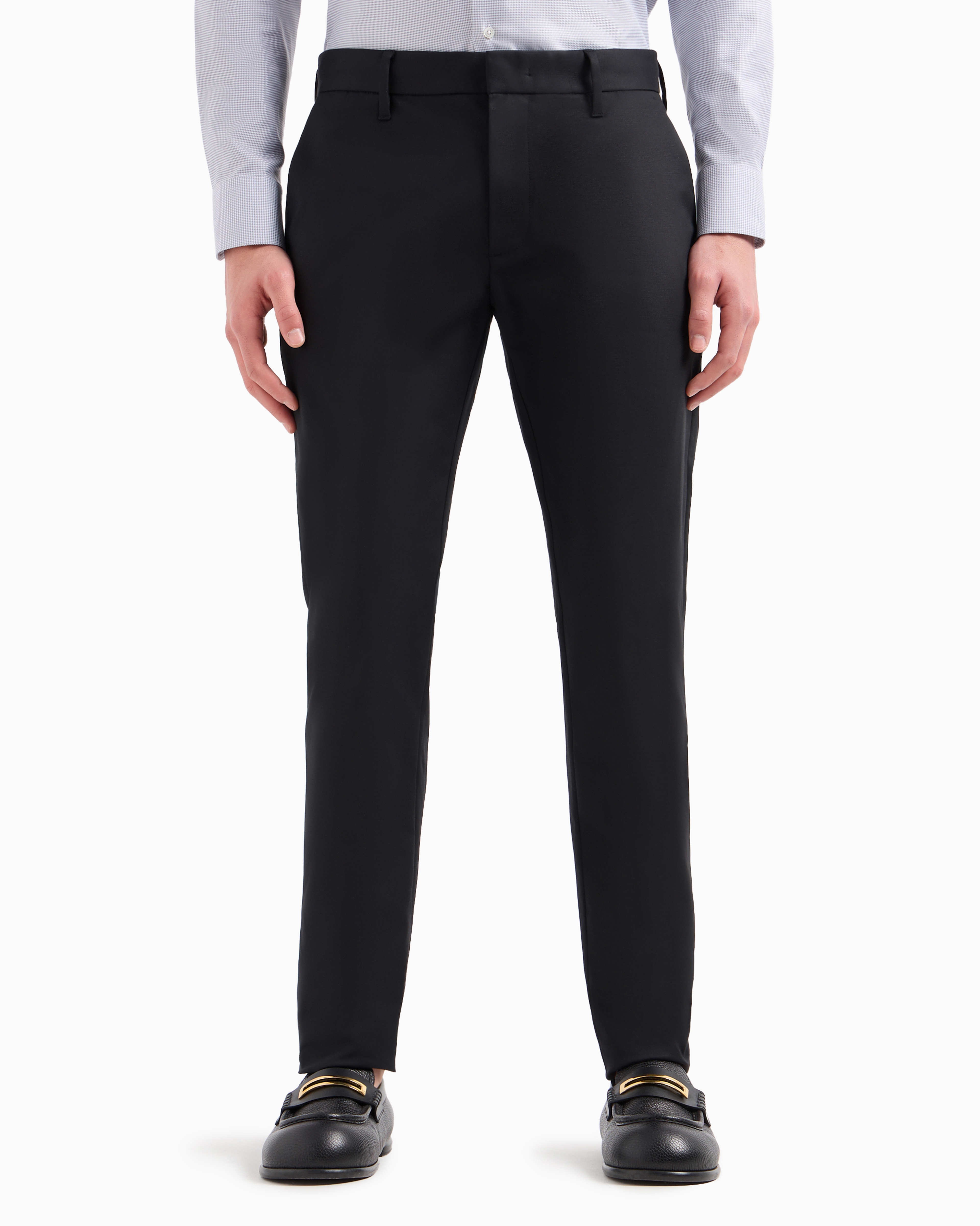 Emporio Armani Official Store Comfort-gabardine Chinos In Black