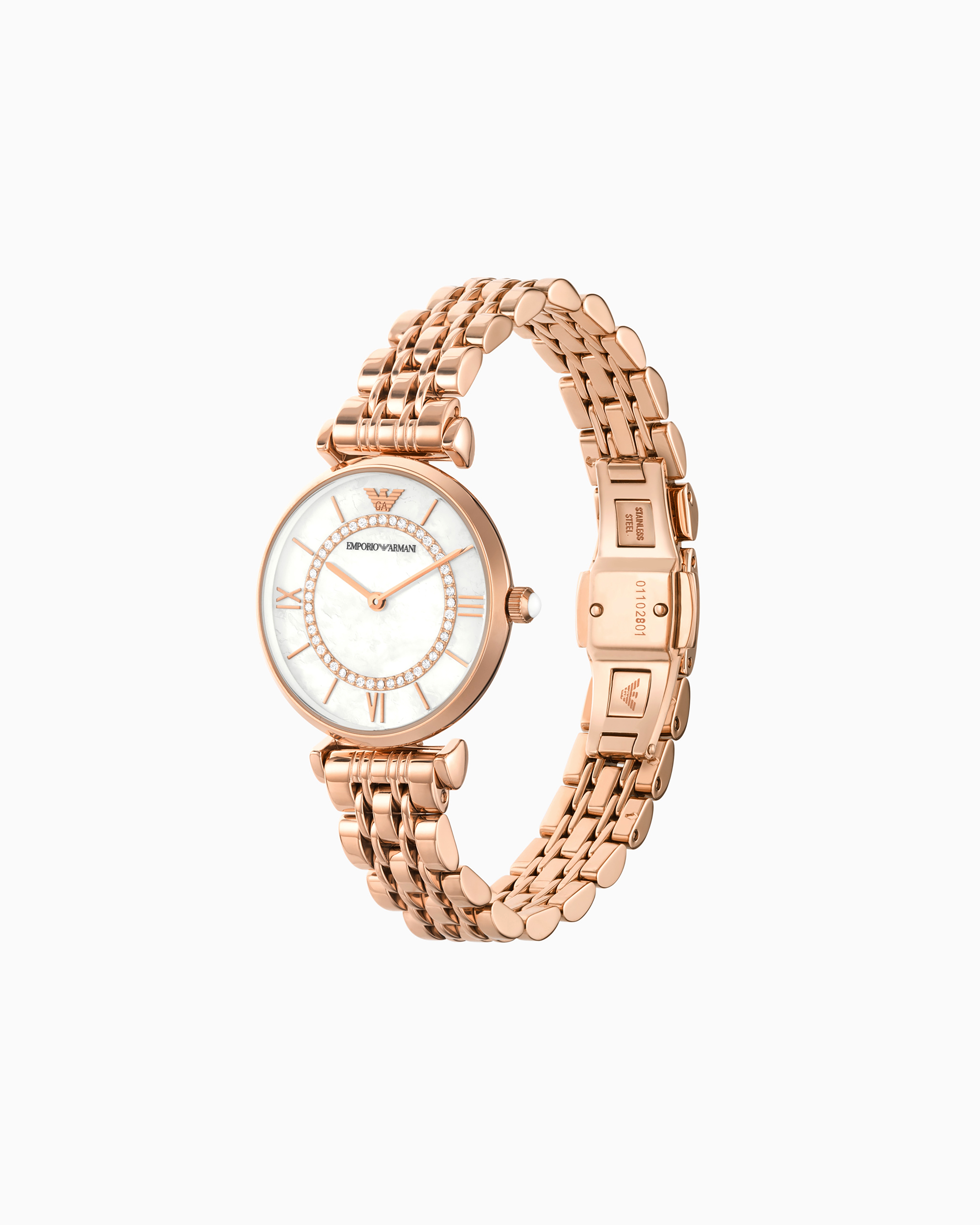 Shop Emporio Armani Women's Two-hand Rose Gold-tone Stainless Steel Watch In Multicoloured